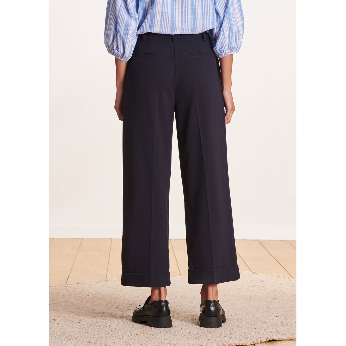 Pantalon 7/8ème droit et large bleu encre, LA FEE MARABOUTEE