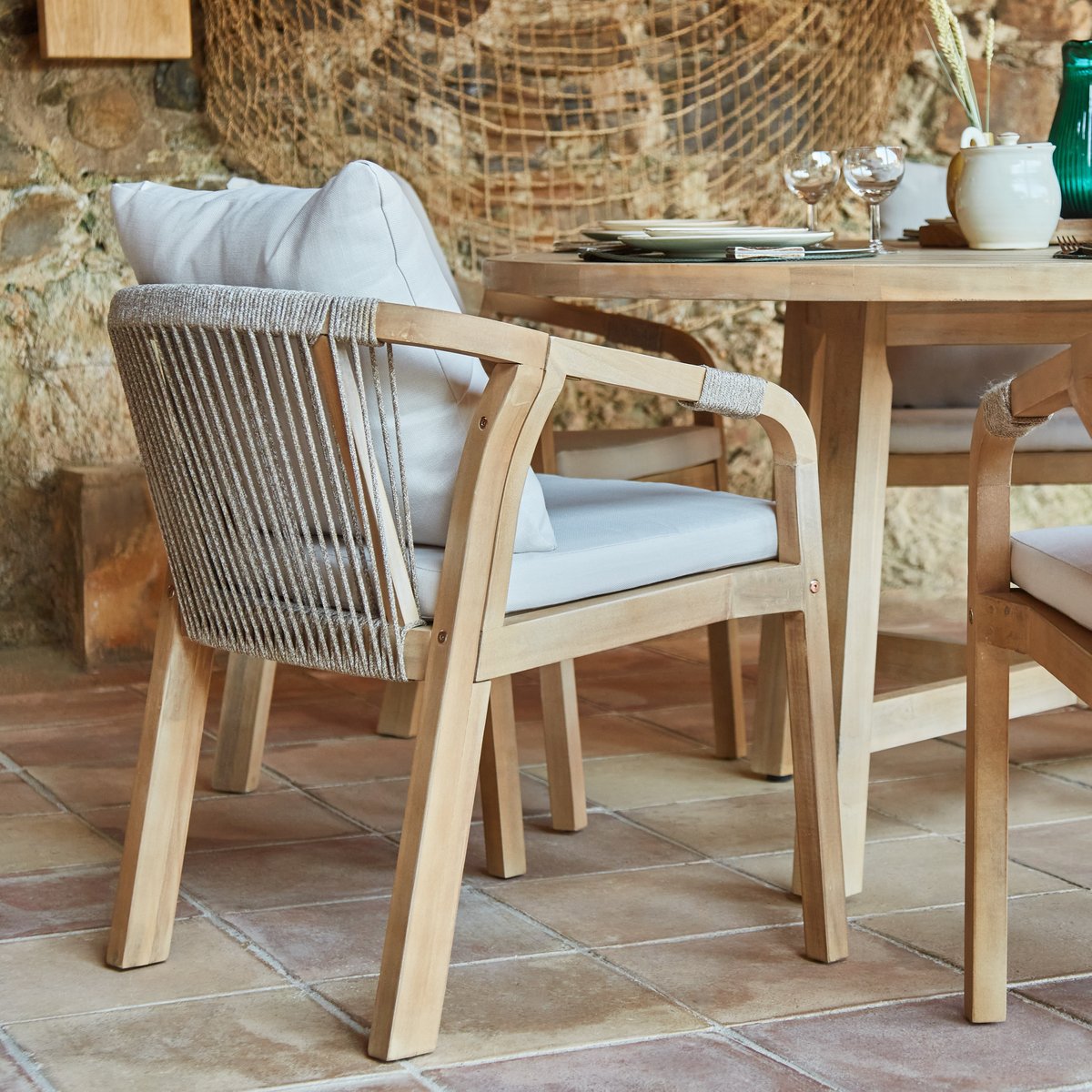 Salon de jardin, 8 chaises, BISBAL & SIENA bleu, DEFORA HOME