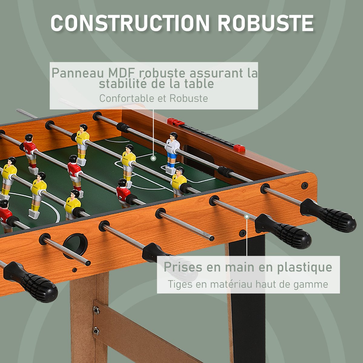 Mini Table Football MDF Bois naturel orange, HOMCOM