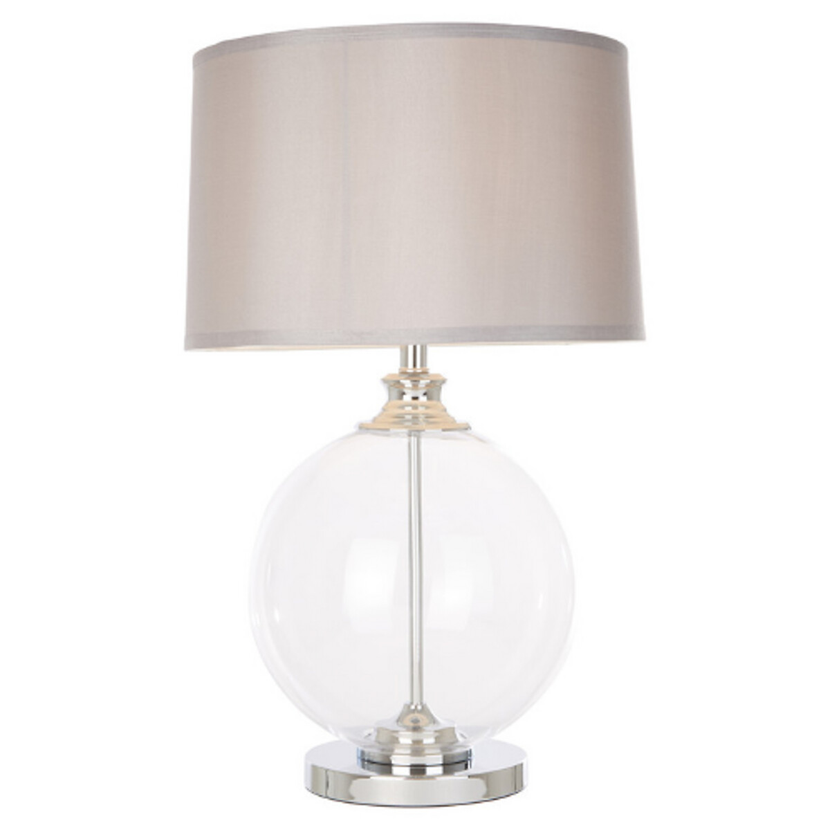 Ellis Small Glass Orb Table Lamp with Silk Shade white, SO'HOME