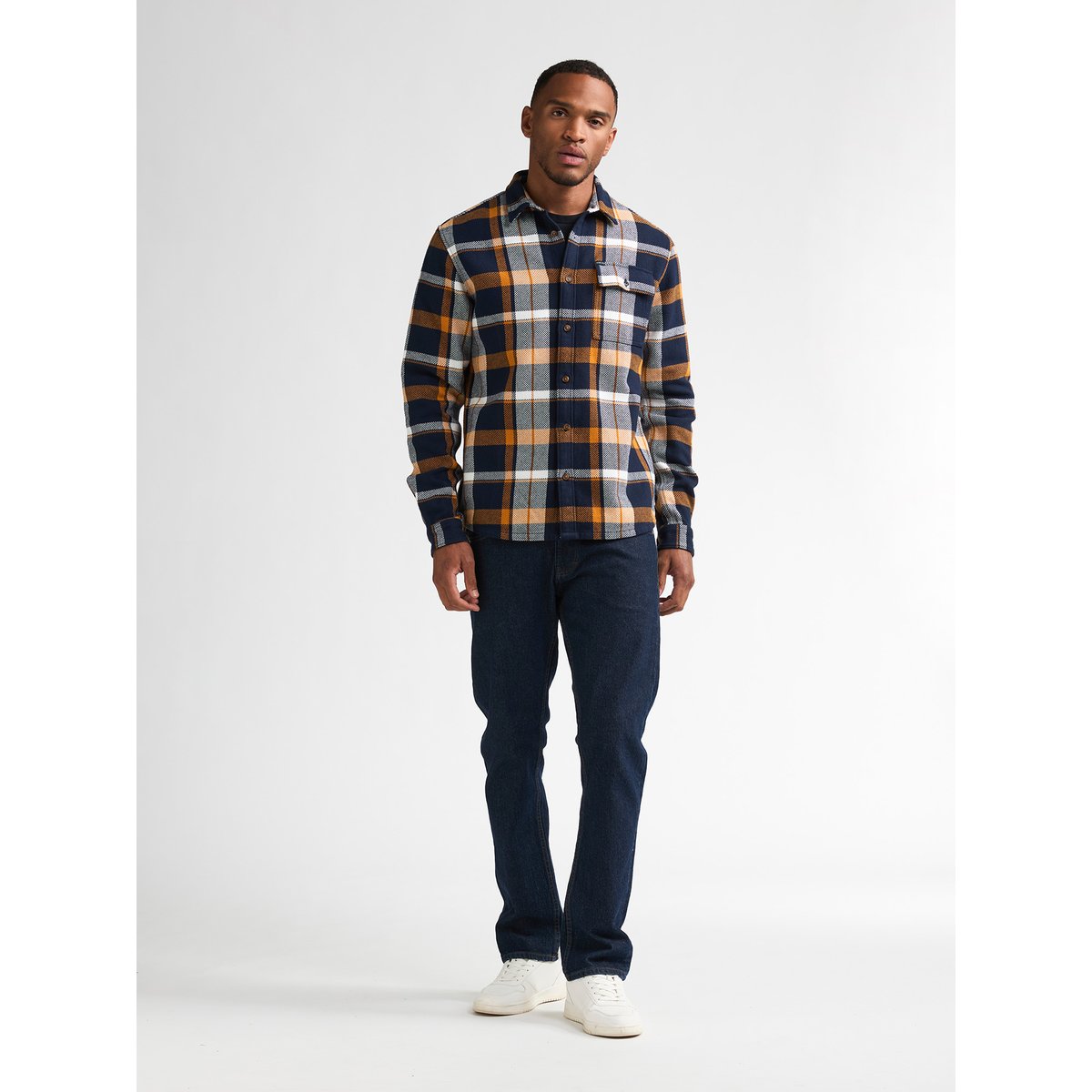 Chemise en coton épais à carreaux steelstate bleu royal navy, PETROL INDUSTRIES