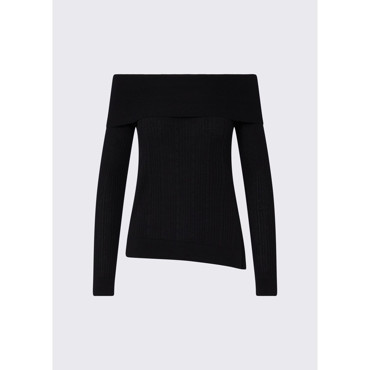 Pull en laine avec encolure Bardot noir, LIU JO