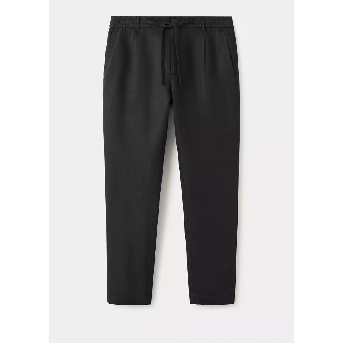 Pantalon slim fit cropped en lin et coton noir, MANGO MAN