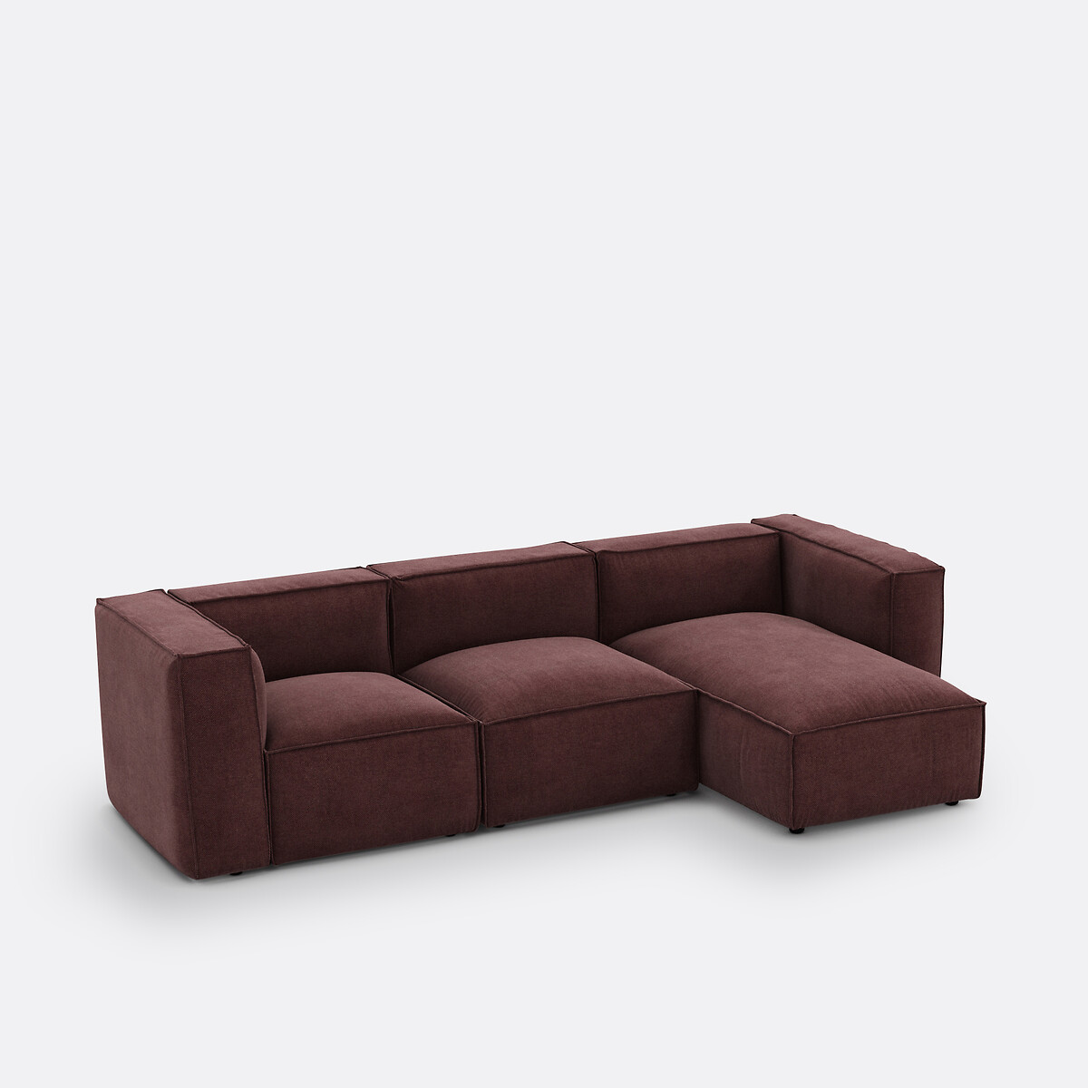 Elemento chaise longue per divano modulare, in tessuto testurizzato, SEVEN prugna, LA REDOUTE INTERIEURS