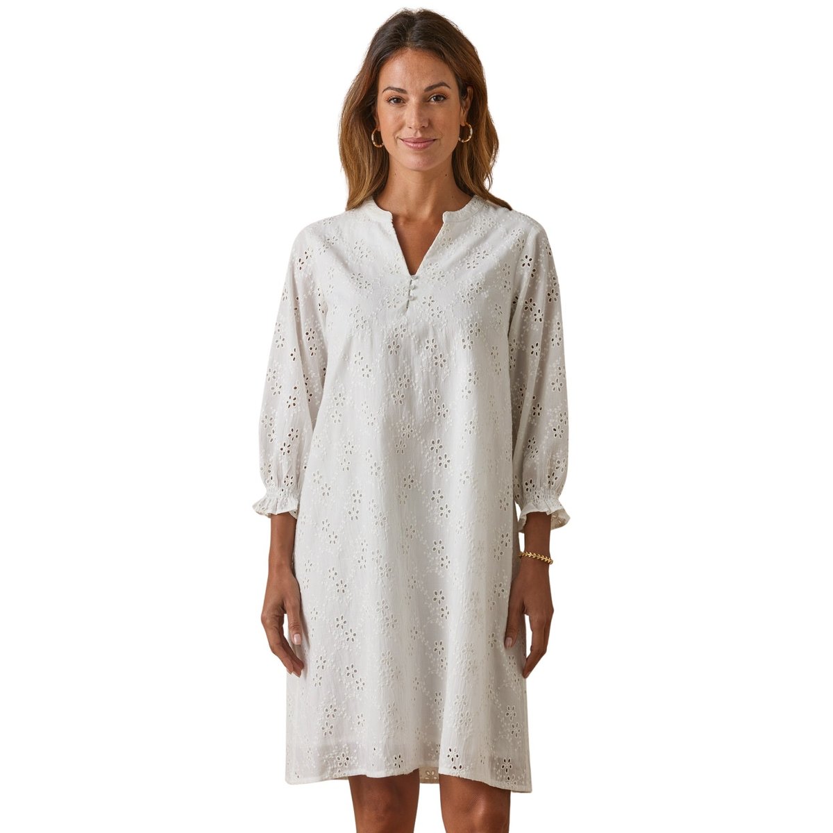 Robe femme broderie anglaise blanc, DAXON