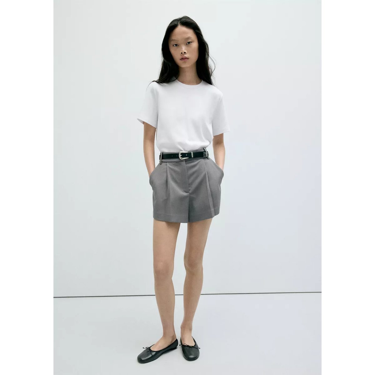 T-shirt coton col rond blanc, MANGO