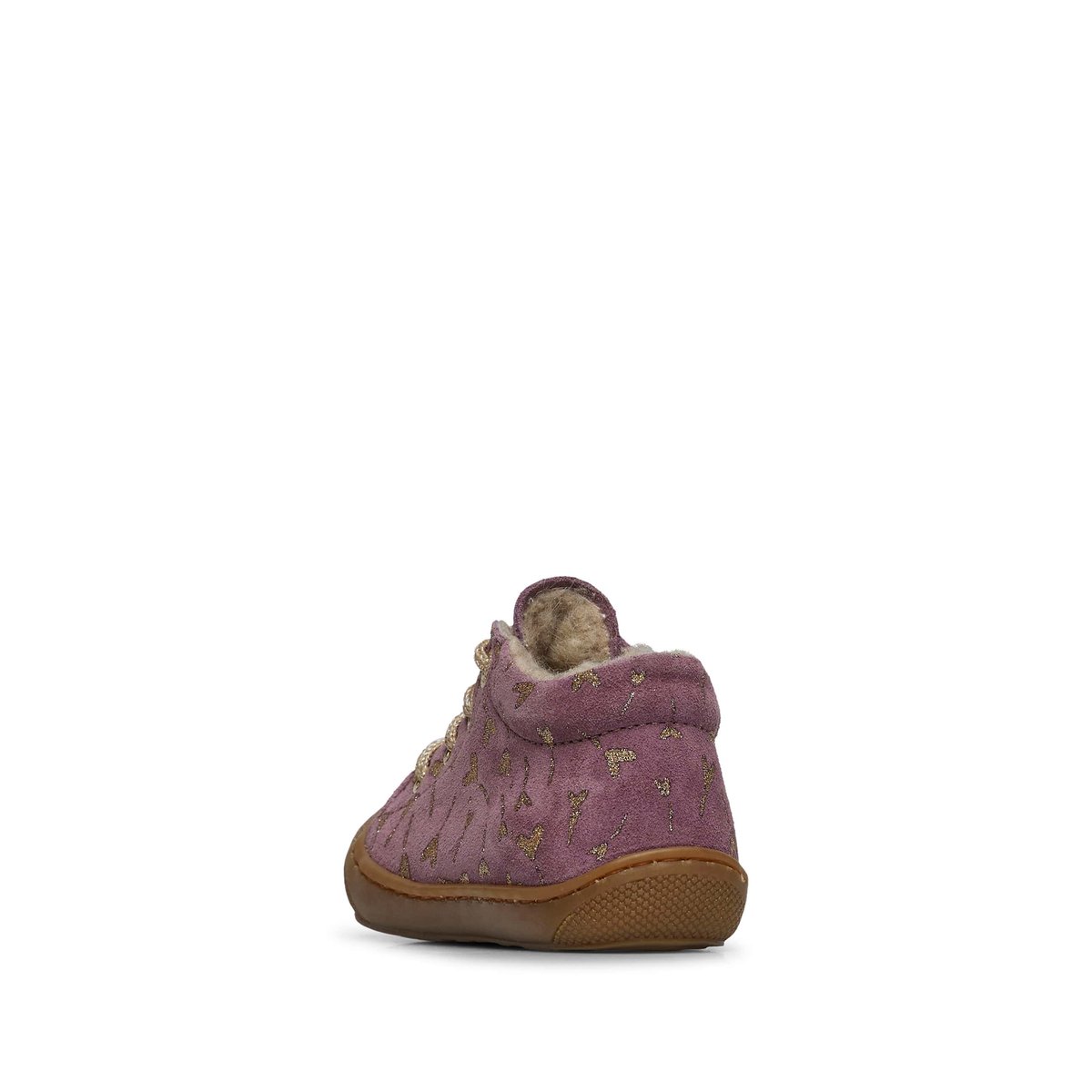 Chaussures premiers pas en suède avec cœurs pailletés COCOON violet, NATURINO