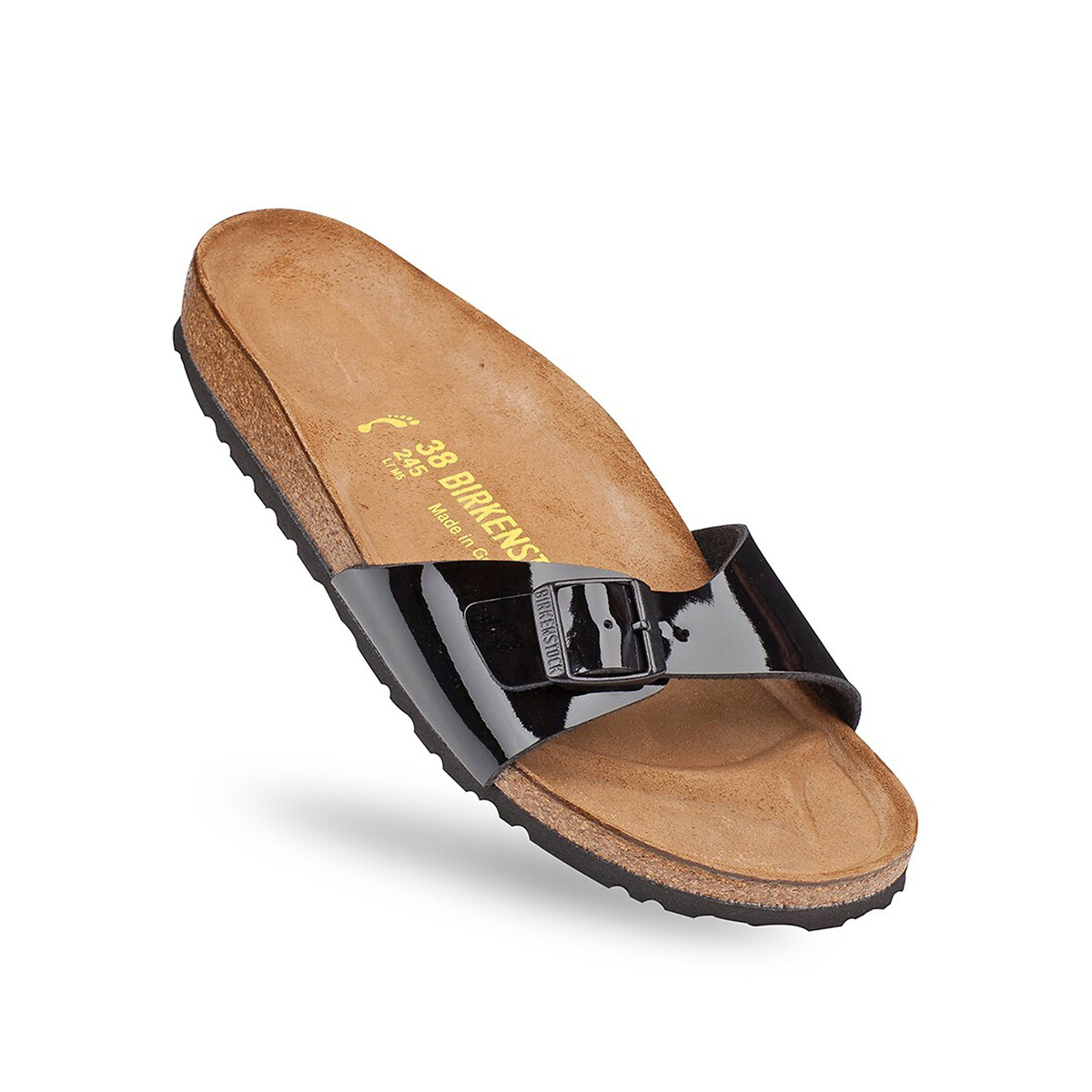 Muiltjes met enkele band MADRID gelakt zwart, BIRKENSTOCK