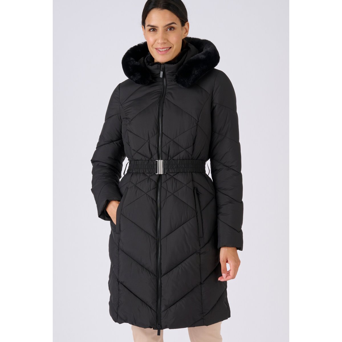 Parka ceinturée Thermolactyl noir, DAMART