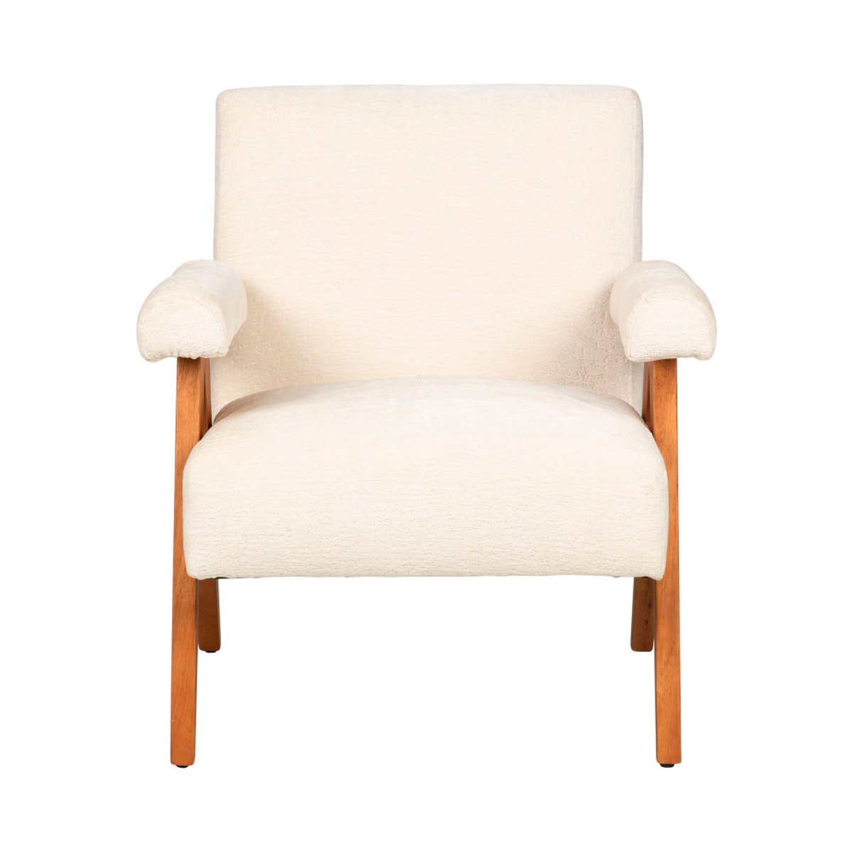 Fauteuil en tissu chenille et bois- VEDA écru, DRAWER