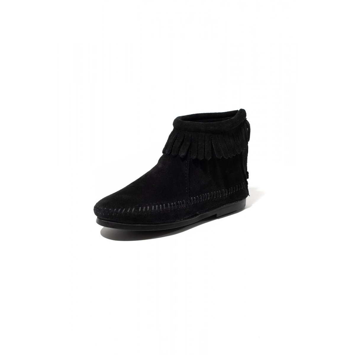 Bottines en cuir suede BACK ZIP noir, MINNETONKA