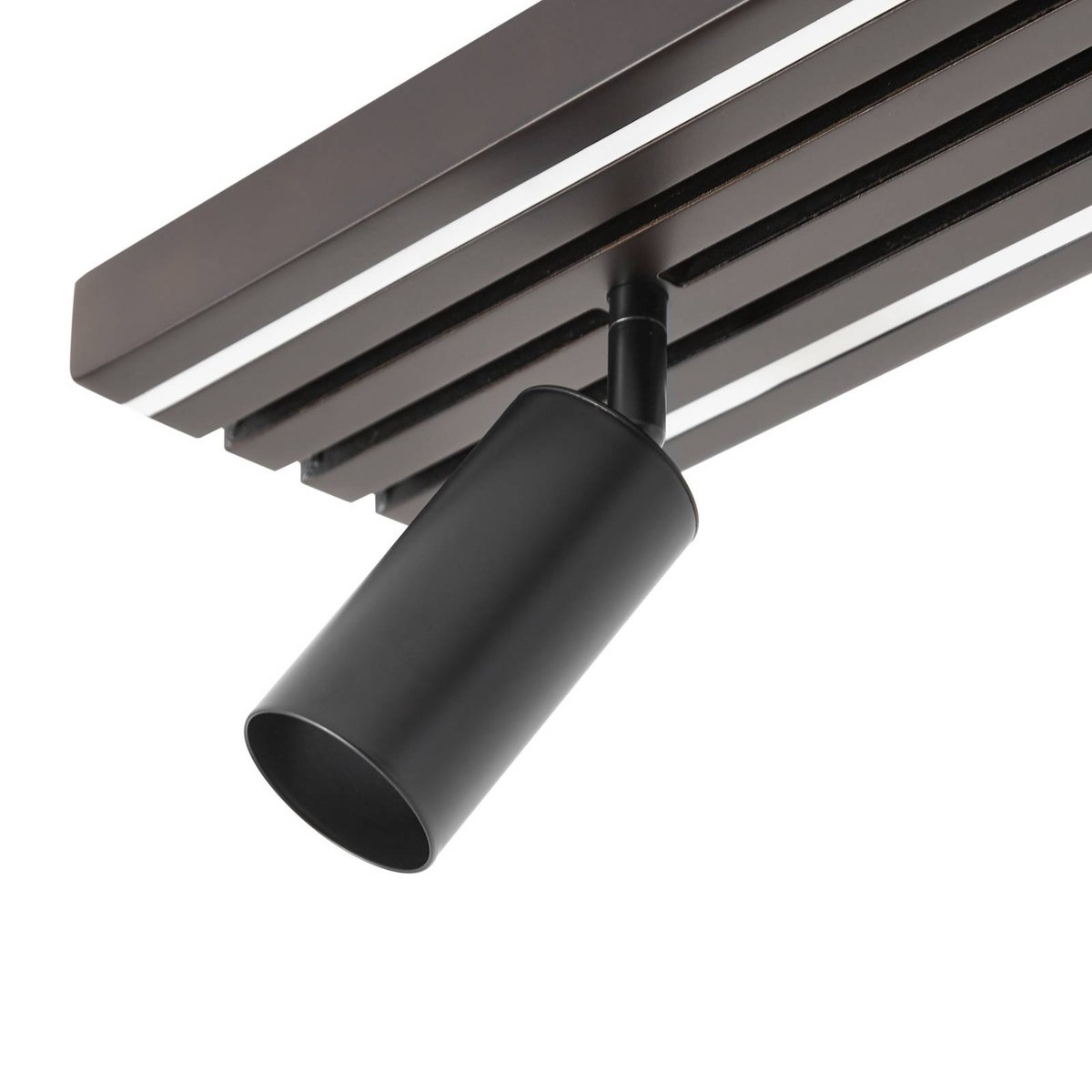 Plafonnier en bois moderneLED, Tiron bois foncé, noir, LUCANDE