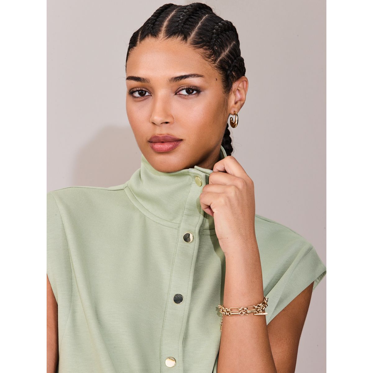 Veste militaire douce à col cheminée vert sauge, NEXT