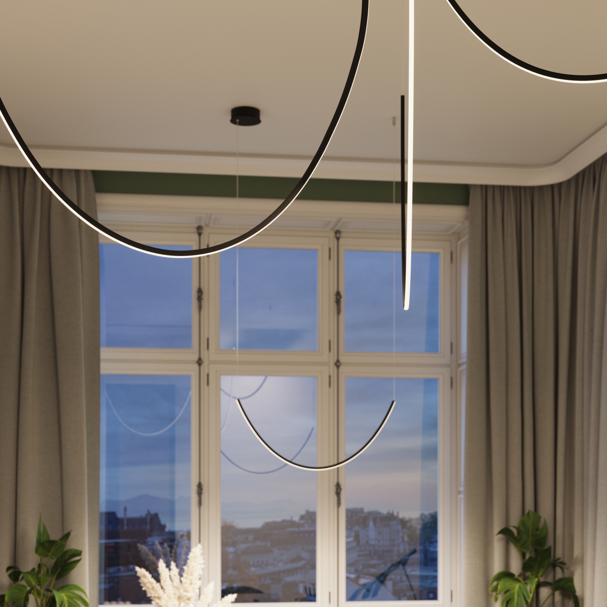 Lustre Aluminium Noir LED 3 Alvar noir, EDEN