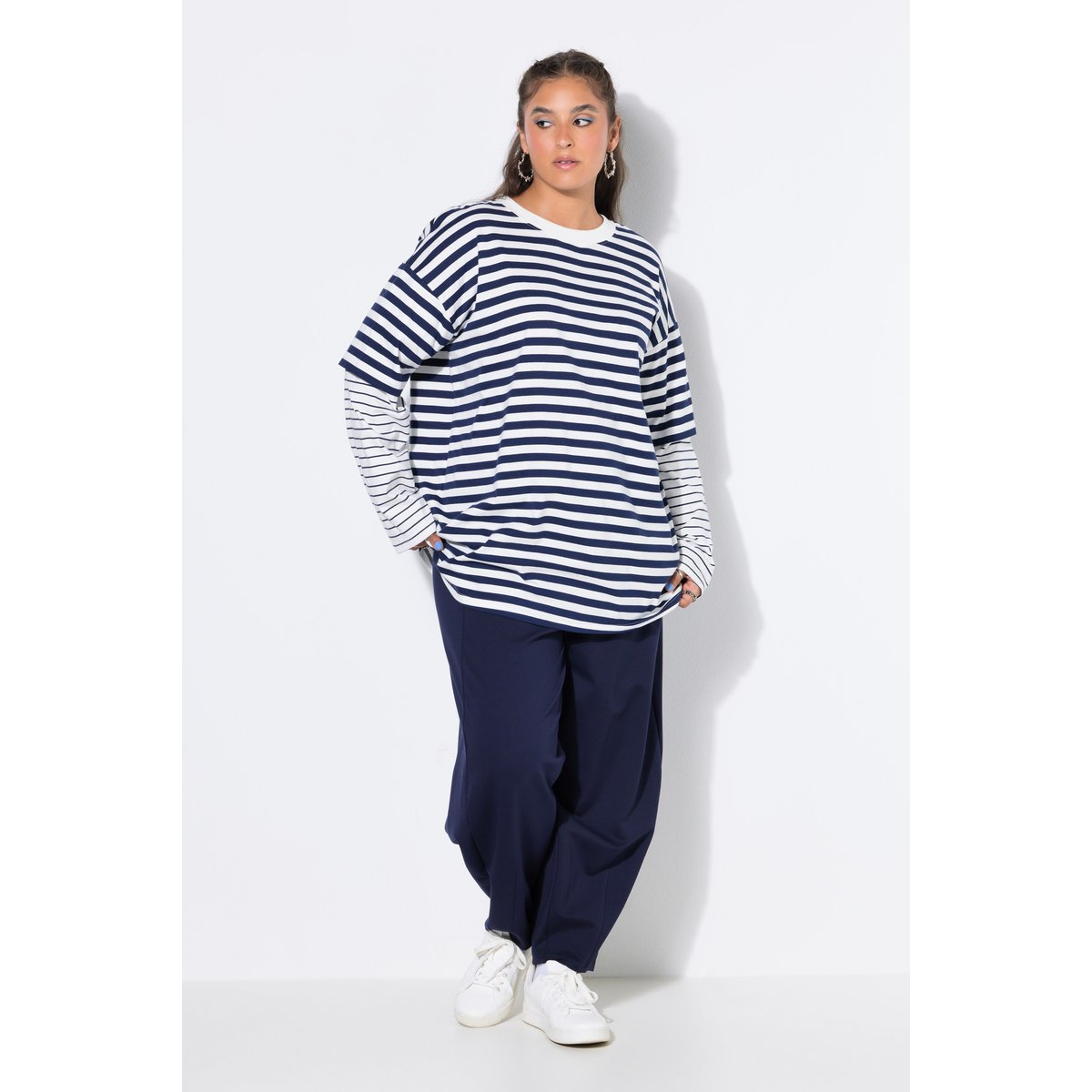 T-shirt à manches longues, coupe oversize bleu nuit, STUDIO UNTOLD