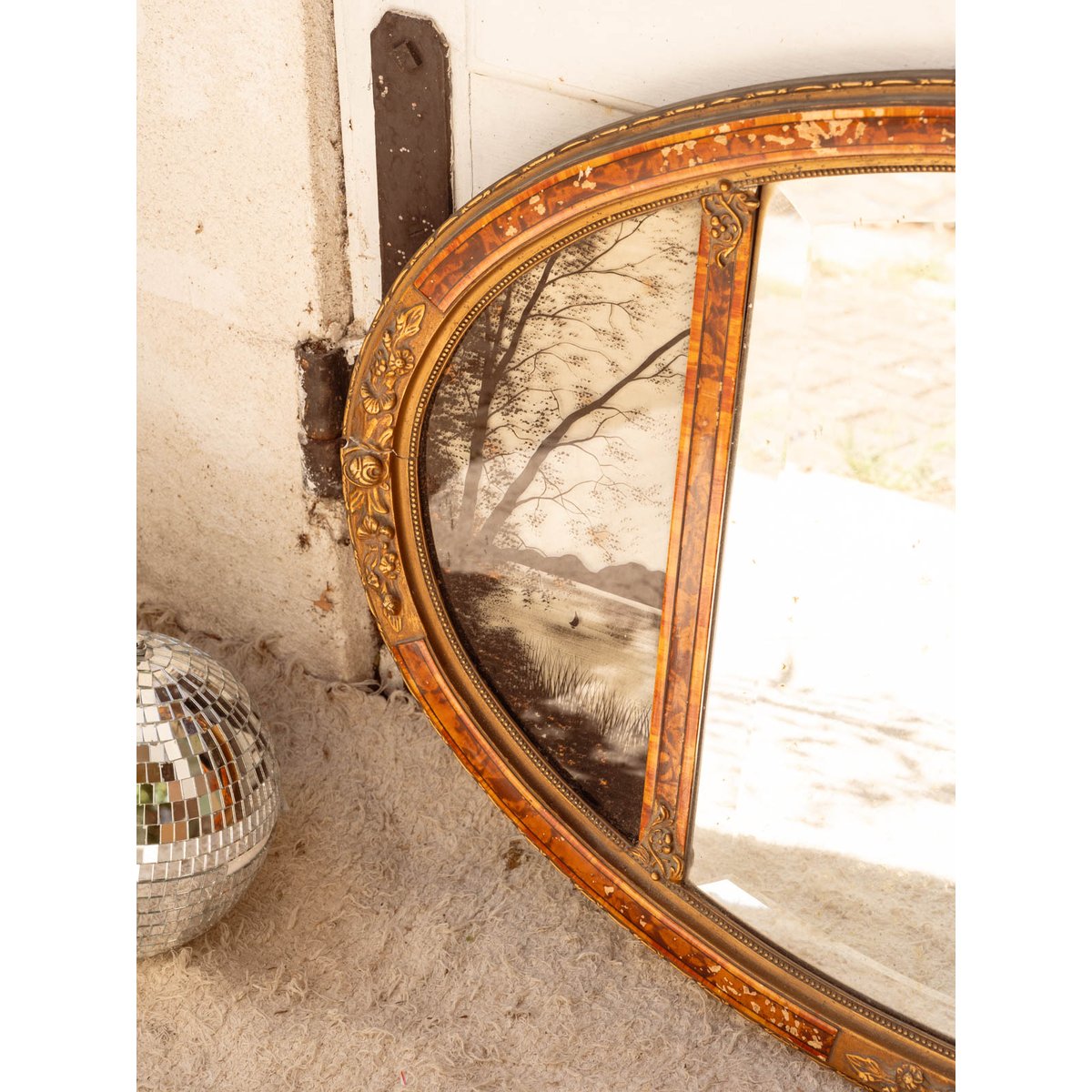 Miroir ovale en bois Georges N°1347 - Bon état miroir, DEBONGOUT
