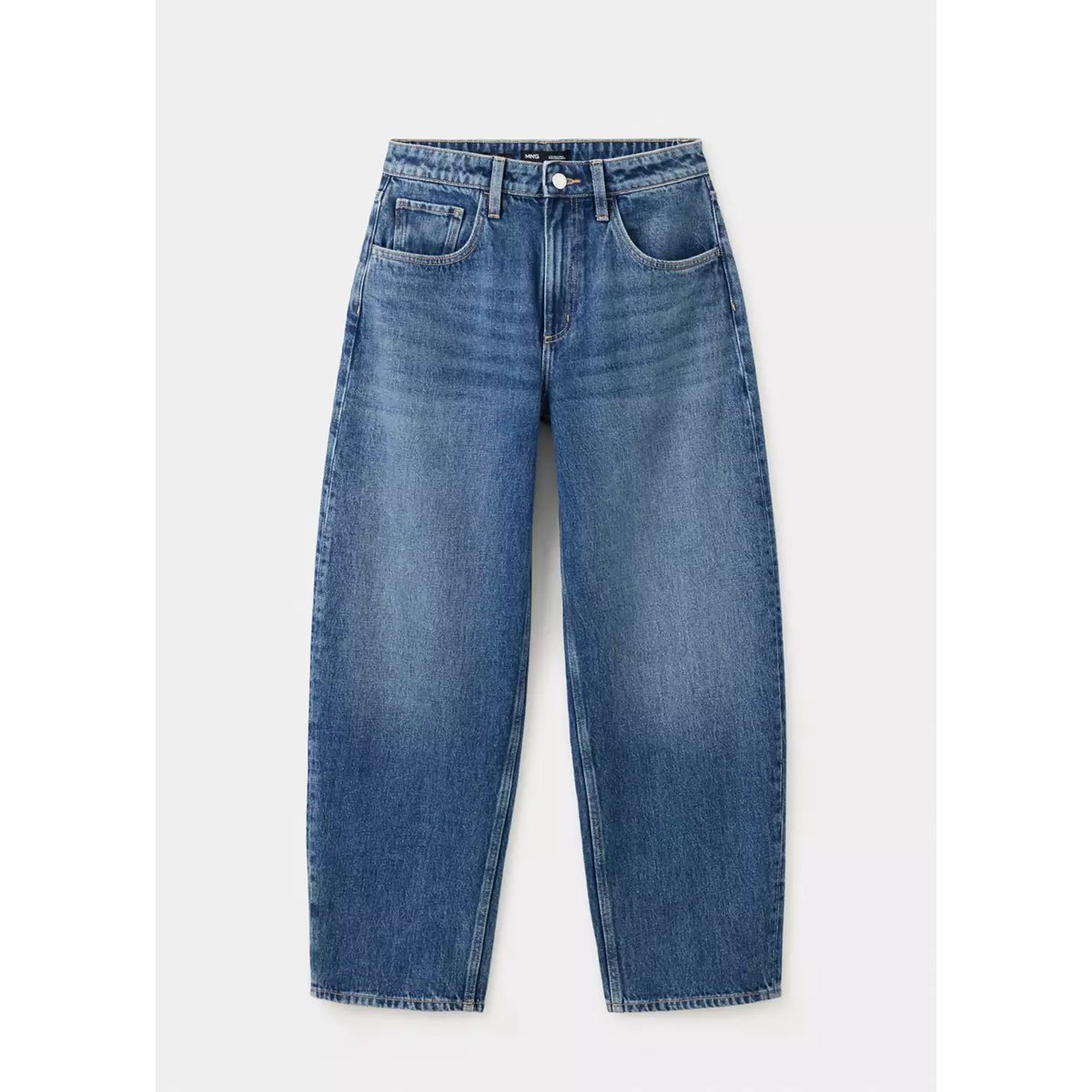 Jean balloon taille haute bleu foncé, MANGO