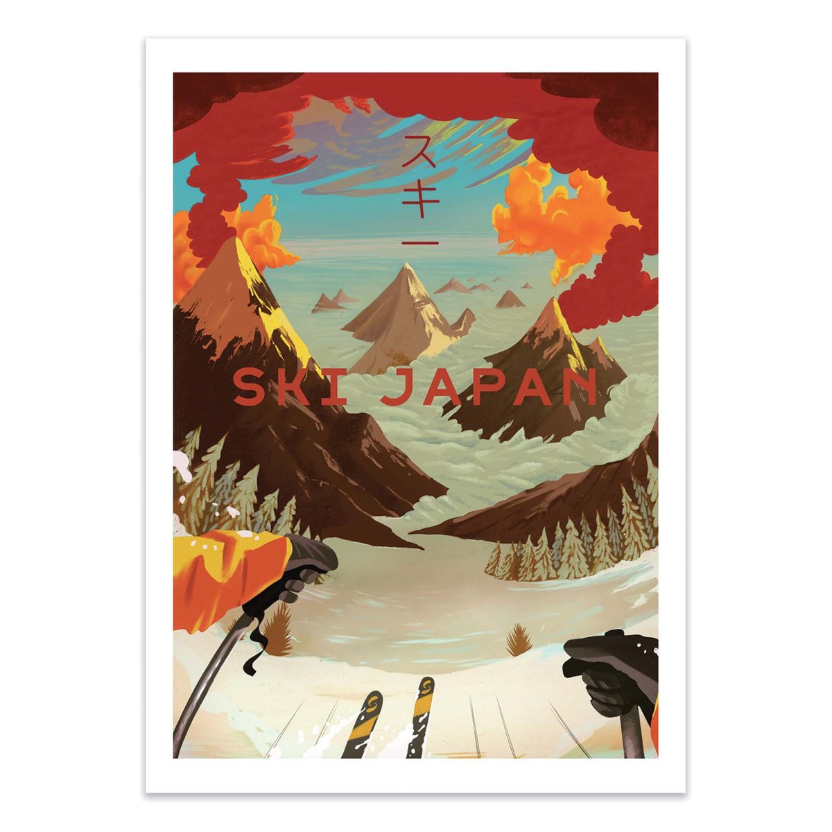 Affiche d'art - Ski Japan - Mark Harrison couleur unique, WALL EDITIONS