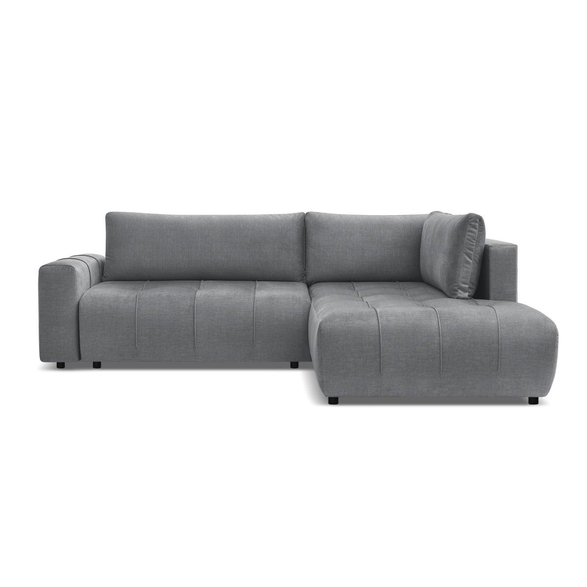 Canapé d'angle convertible 3 places en velours, ARSENE gris foncé, BOBOCHIC