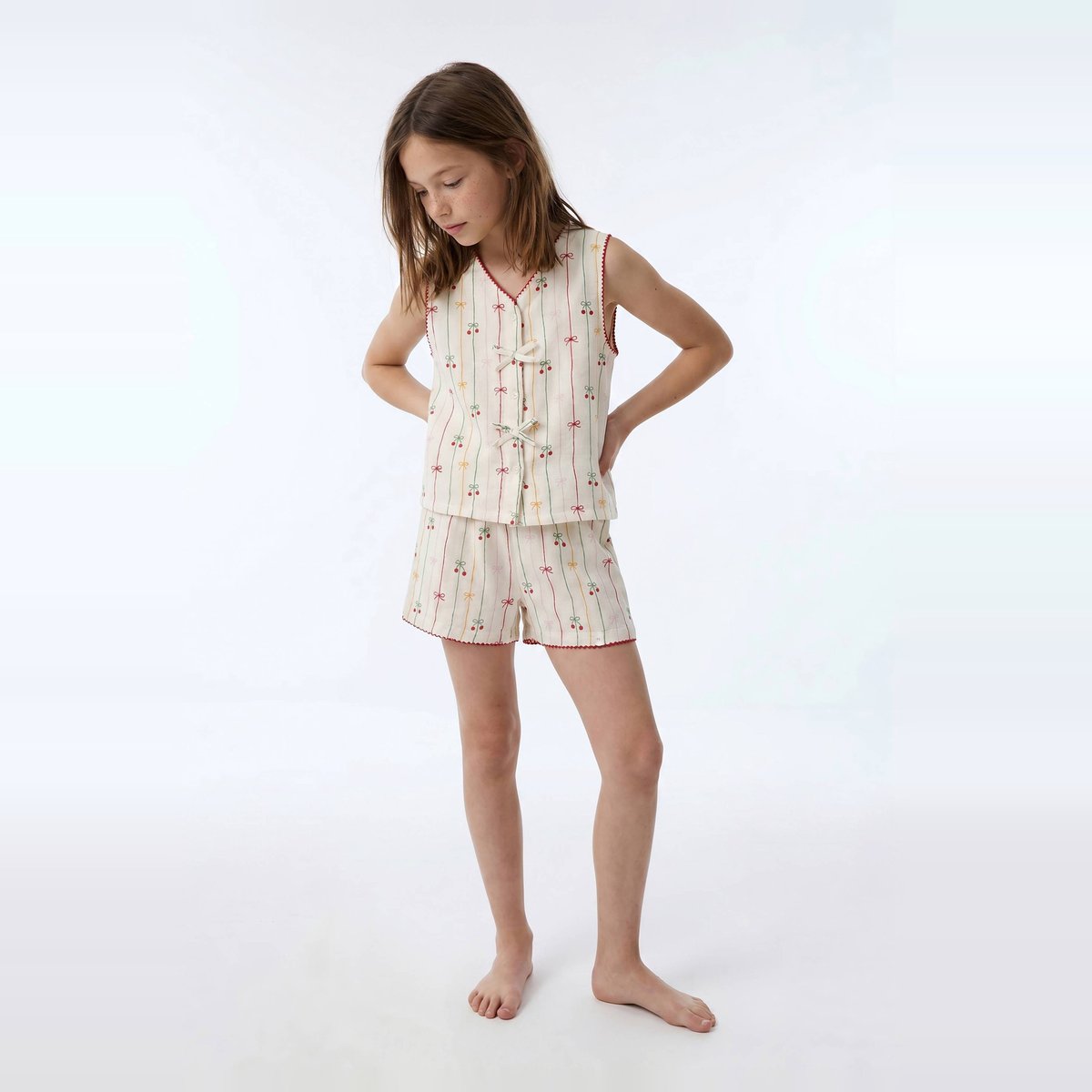 Pyjama débardeur short en gaze de coton BIO GOTS amaretti, MONOPRIX