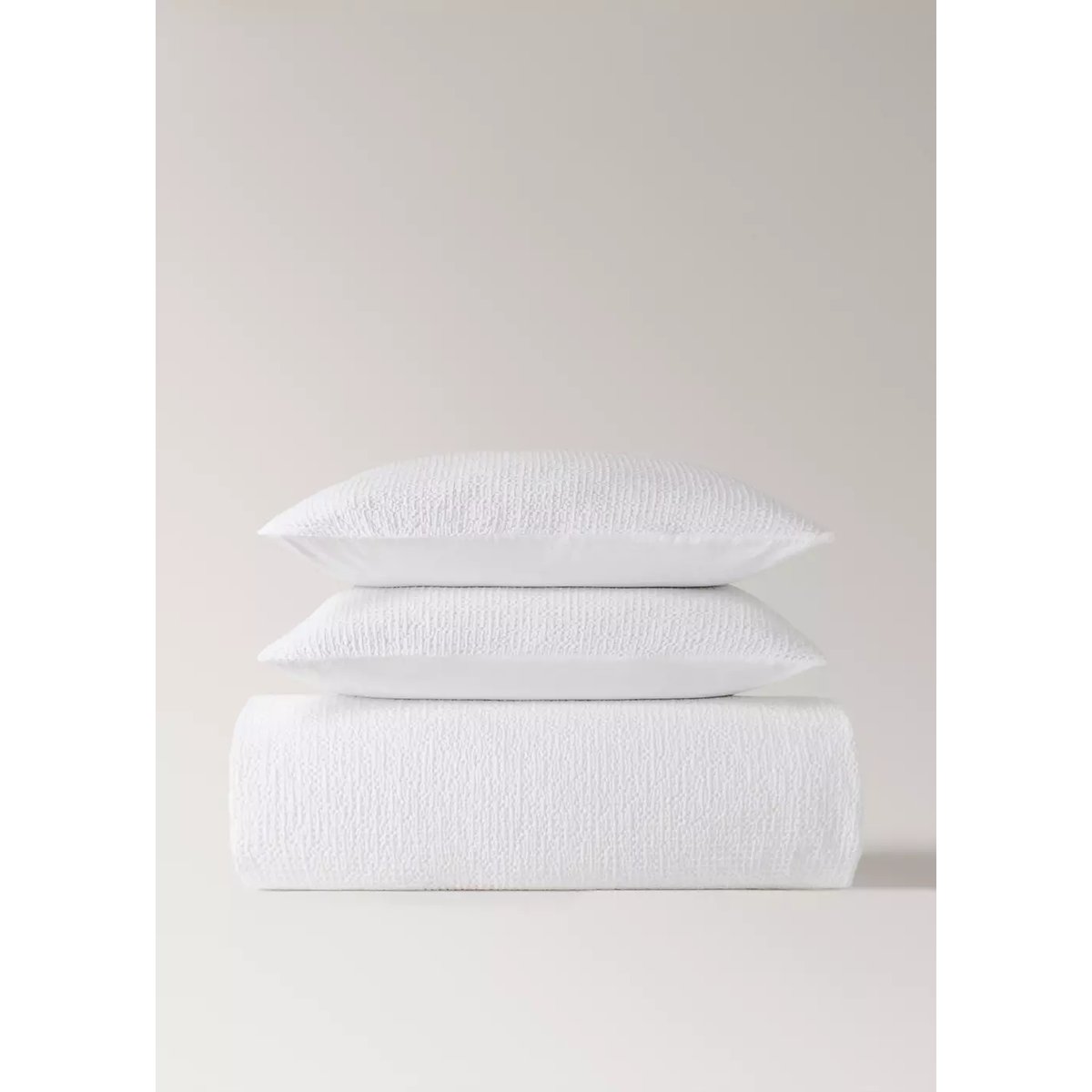 Housse de couette percale de coton gaufré lit 135 cm blanc, MANGO HOME
