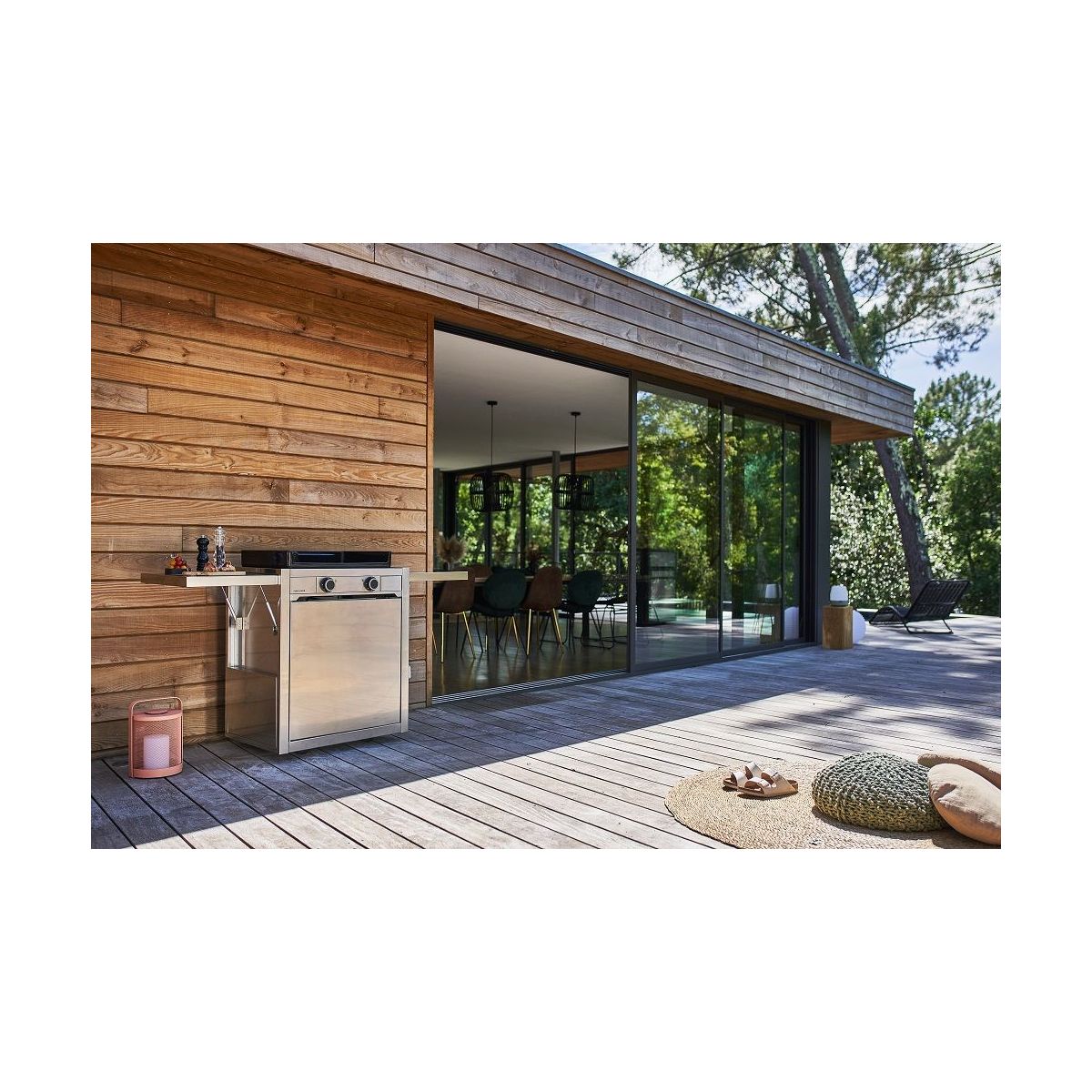 Chariot Plancha CH MIF 60 en inox fermé compatible plancha Modern 60 inox, FORGE ADOUR