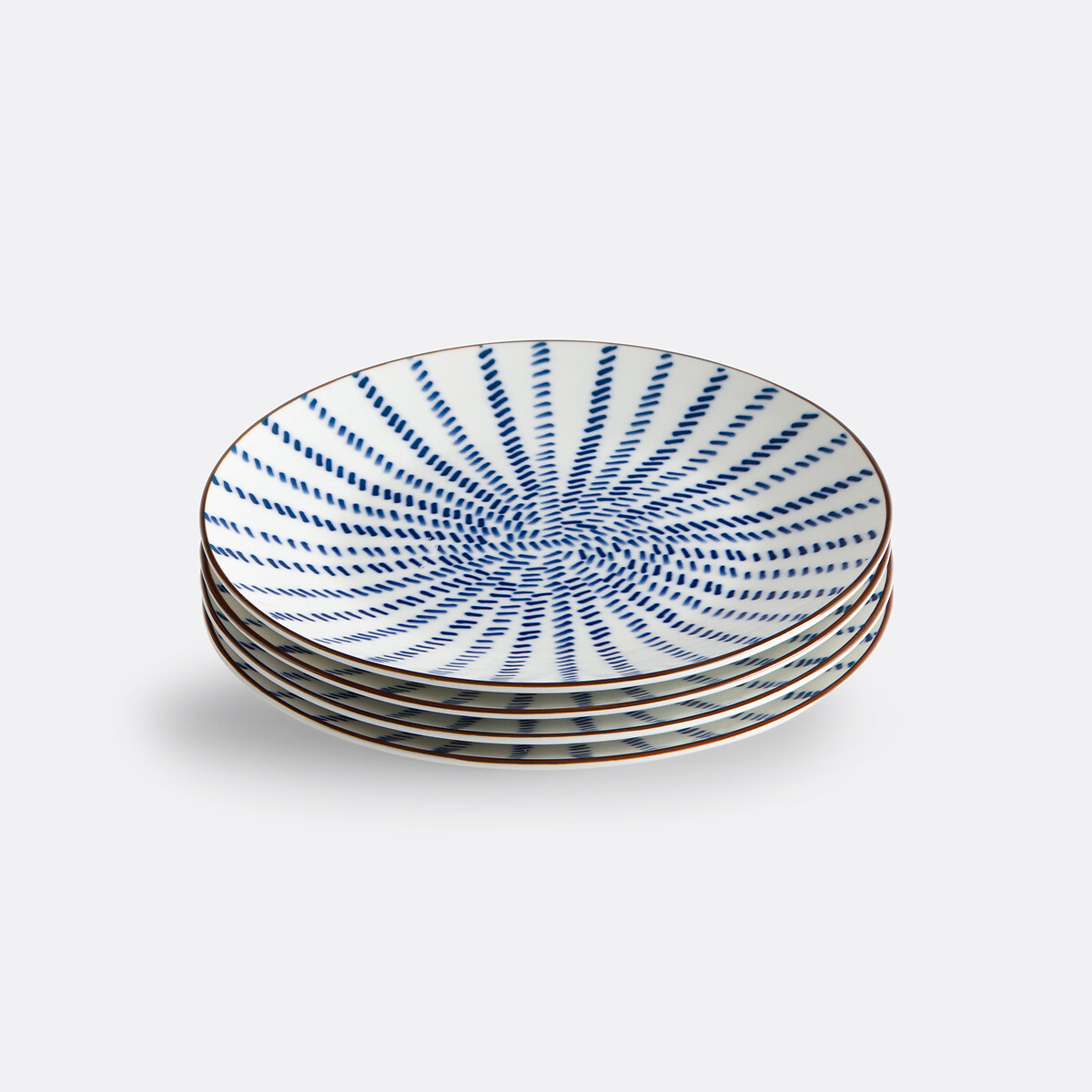 Lot de 4 assiettes à dessert motif rayons, Bowlia bleu/blanc, LA REDOUTE INTERIEURS