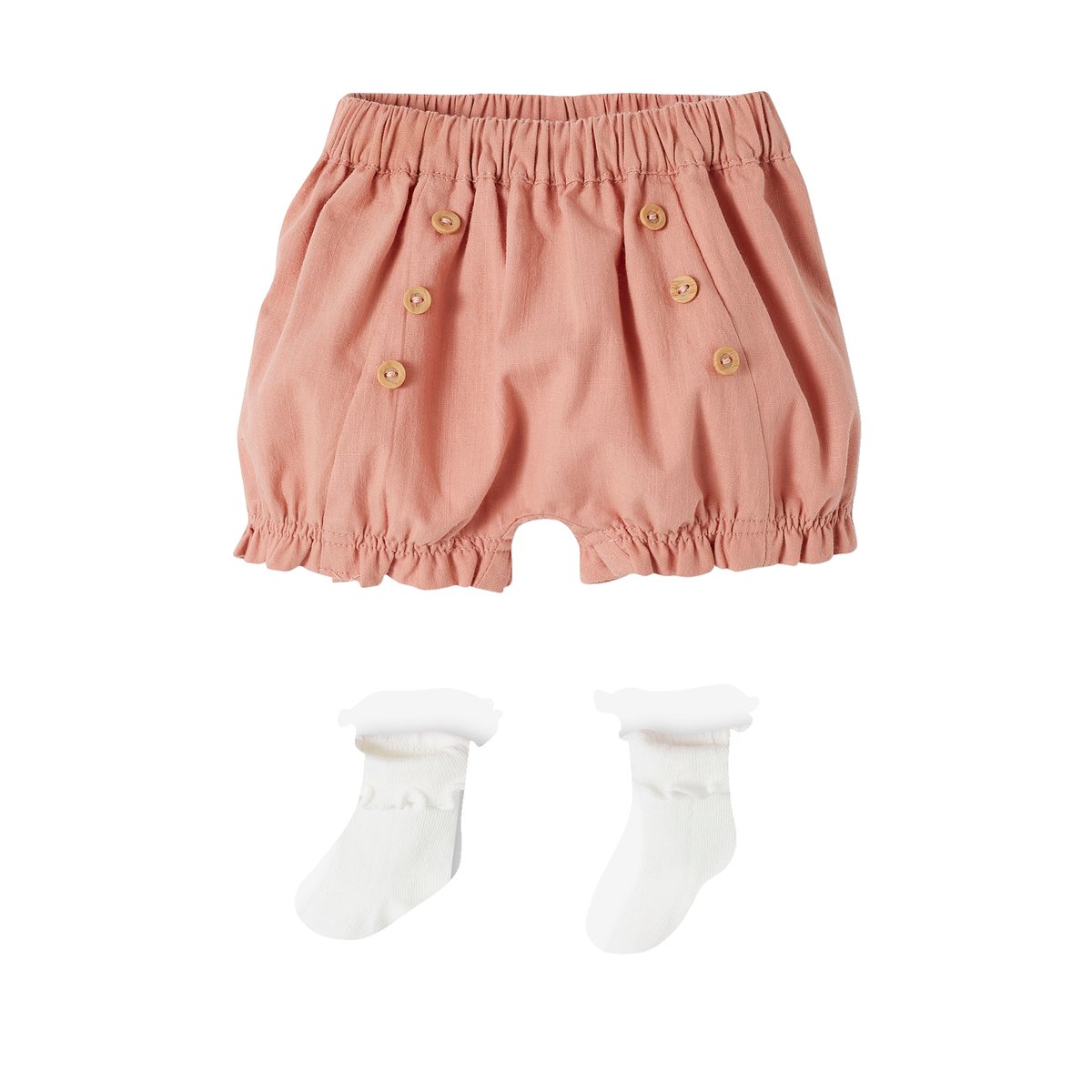 Ensemble cérémonie bloomer et chaussettes naissance rose, VERTBAUDET