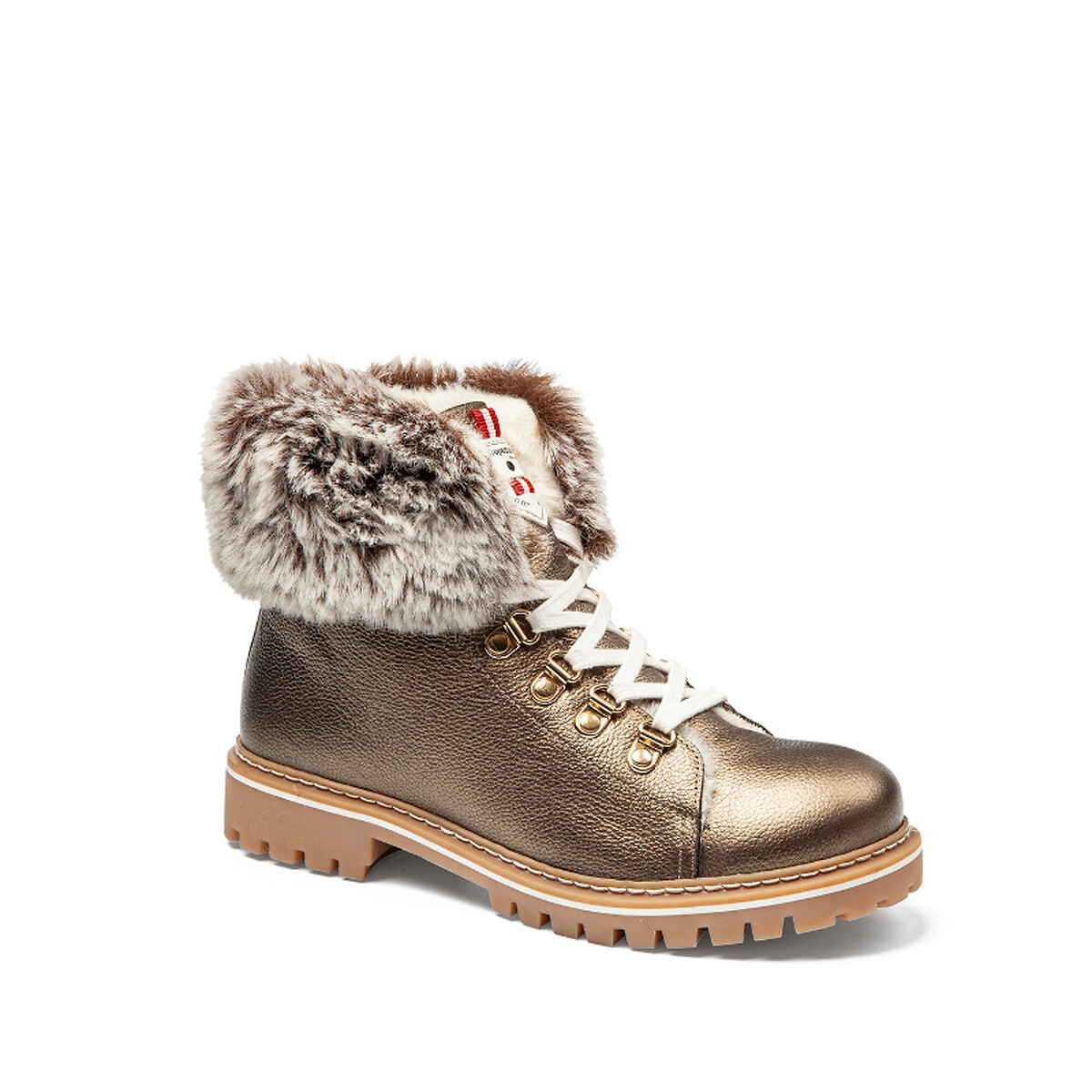 Gevoerde bottines in leer Lacen brons, LES TROPEZIENNES PAR M.BELARBI