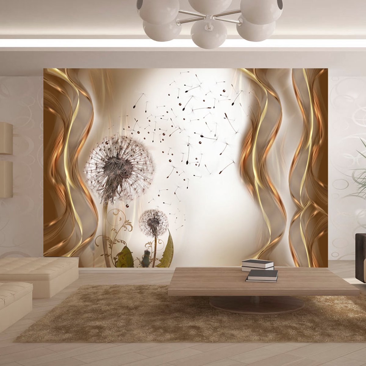 Papier peint intissé panoramique Fleurs Fleeting Moments beige, EDEN