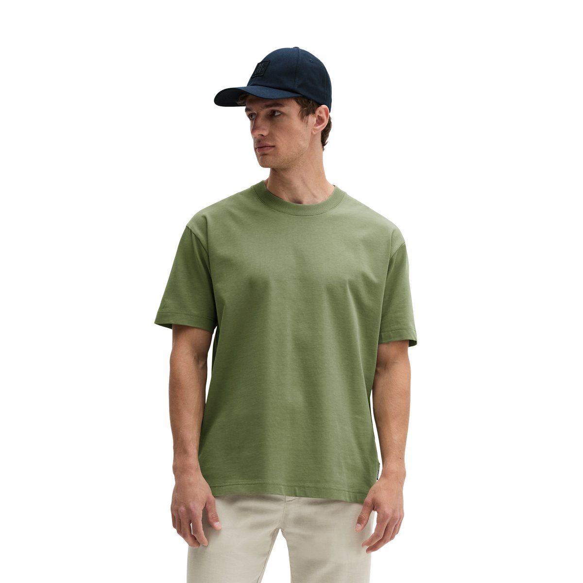 T-shirt loose en jersey de coton bio épais vert, MARC O'POLO