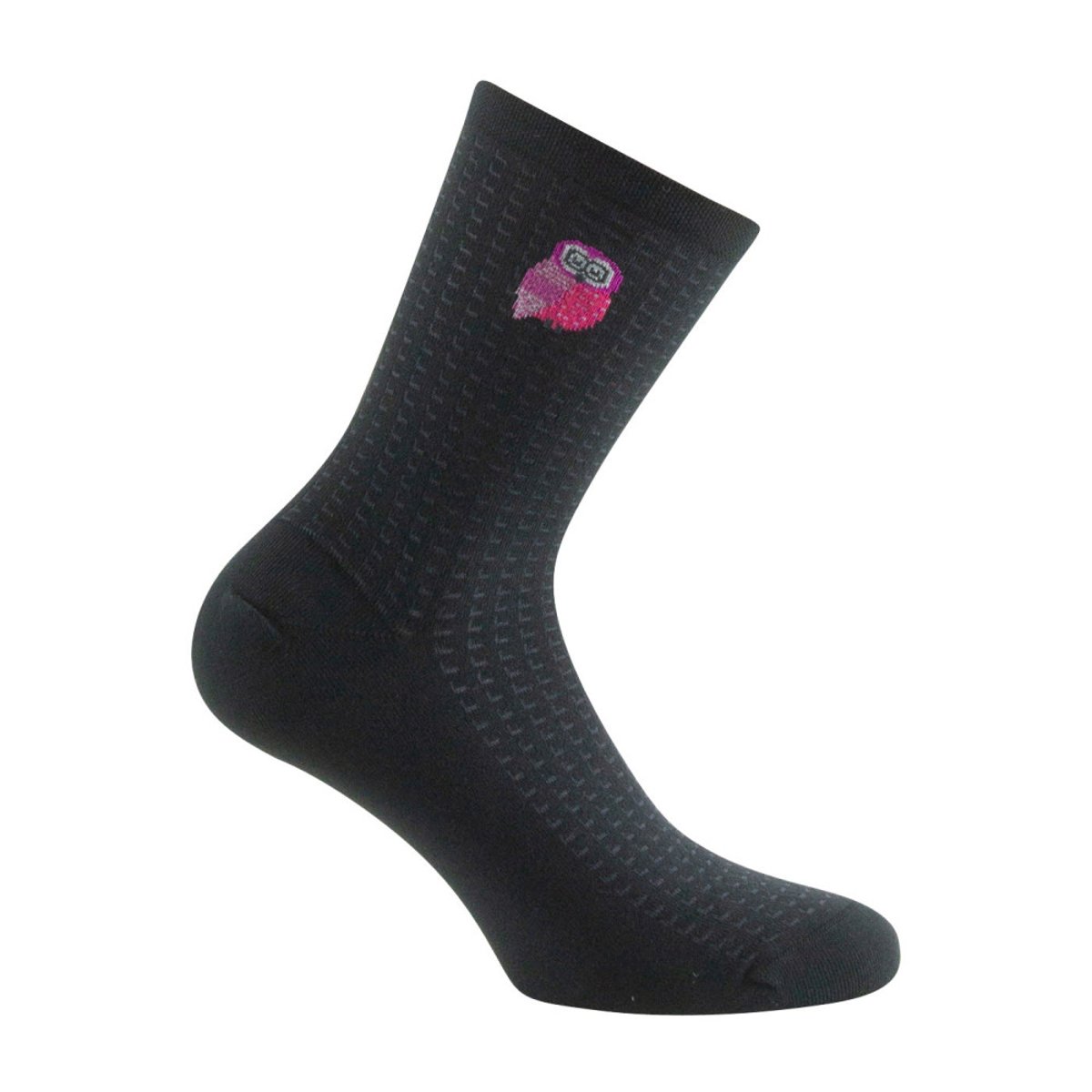 Mi-chaussettes Femme en coton chouette MADE IN FRANCE noir, KINDY