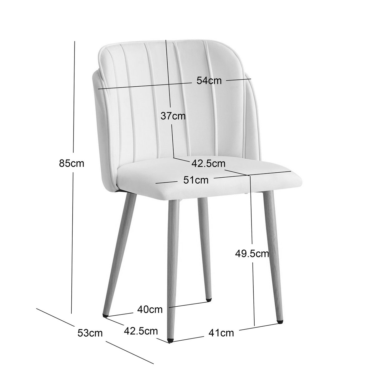 Lot de 2 chaises, métal et velours, NORA bleu canard, NORDLYS