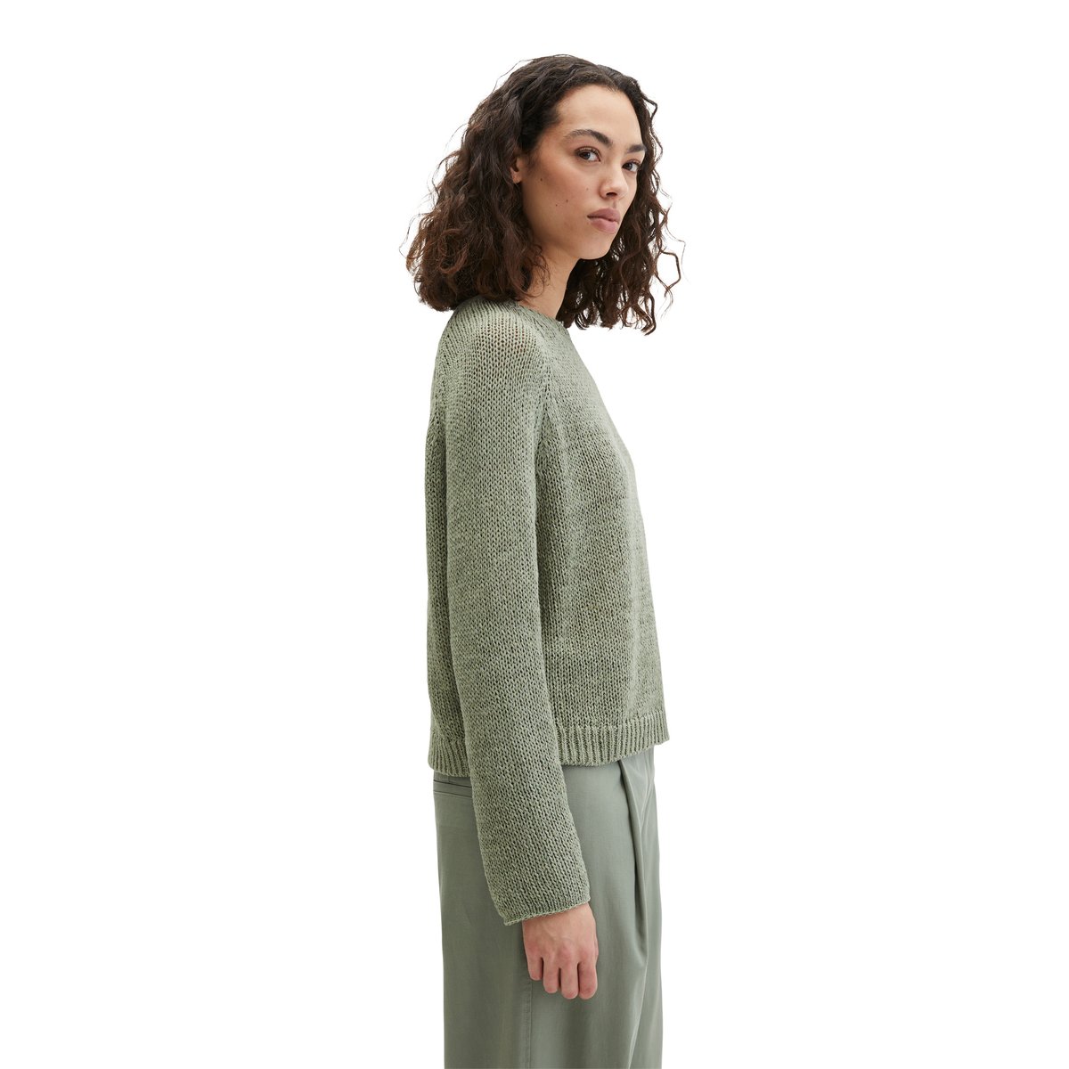 Pull oversize en fil à bandelettes vert clair, MARC O'POLO