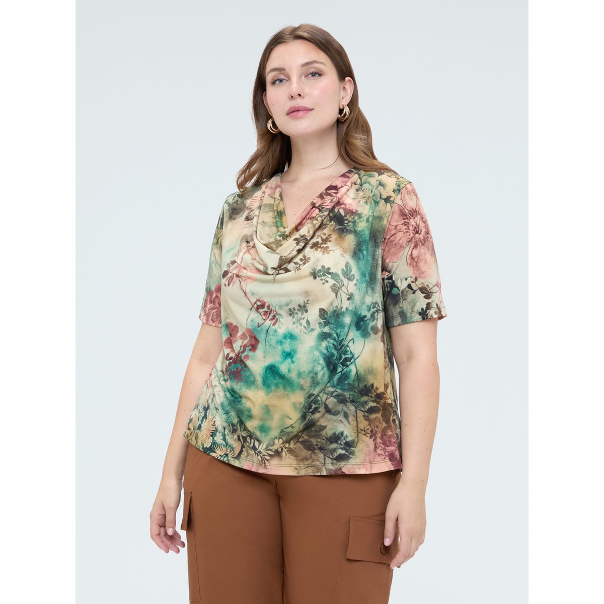 T-shirt avec imprimé et encolure souple vert, FIORELLA RUBINO