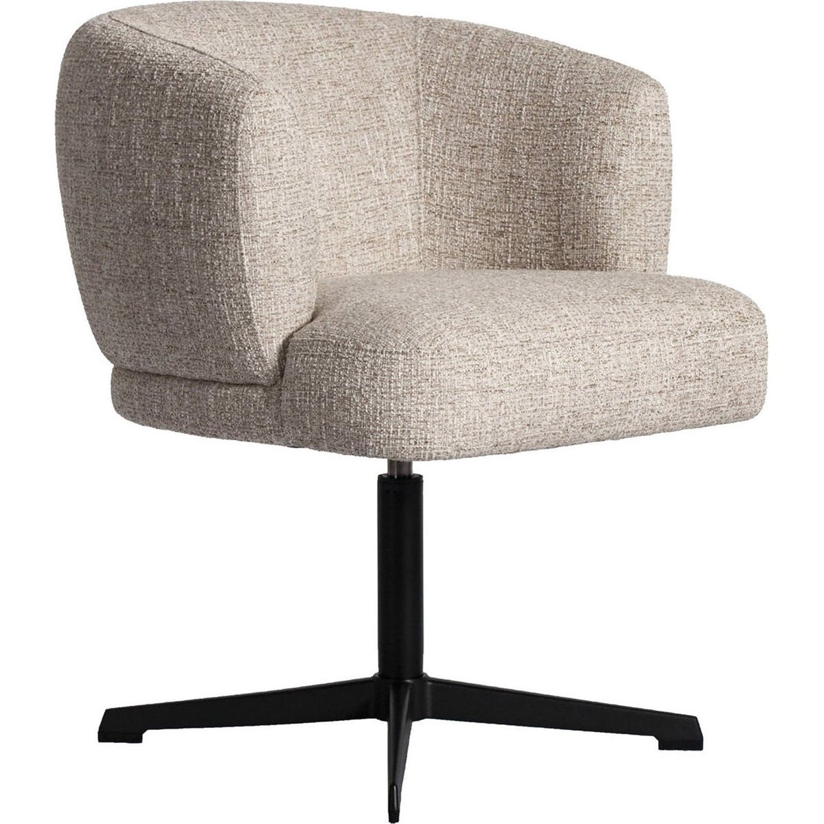 Chaise de salle à manger pivotante en tweed crème tweed et noir, RECOLLECTION