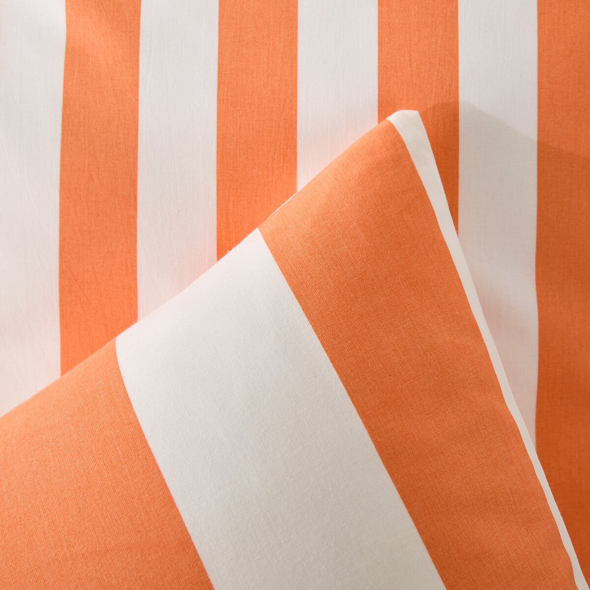 Taie d'oreiller en coton, imprimé rayures, HENDAYE ORANGE rayé orange, LA REDOUTE INTERIEURS