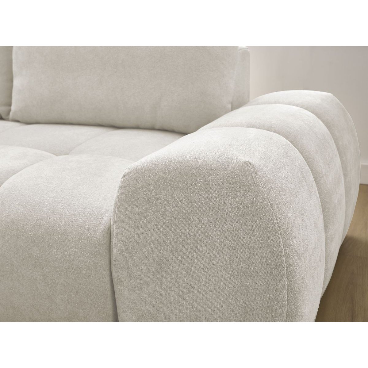 Canapé d'angle convertible 3 places en tissu texturé, EVEREST blanc, BOBOCHIC