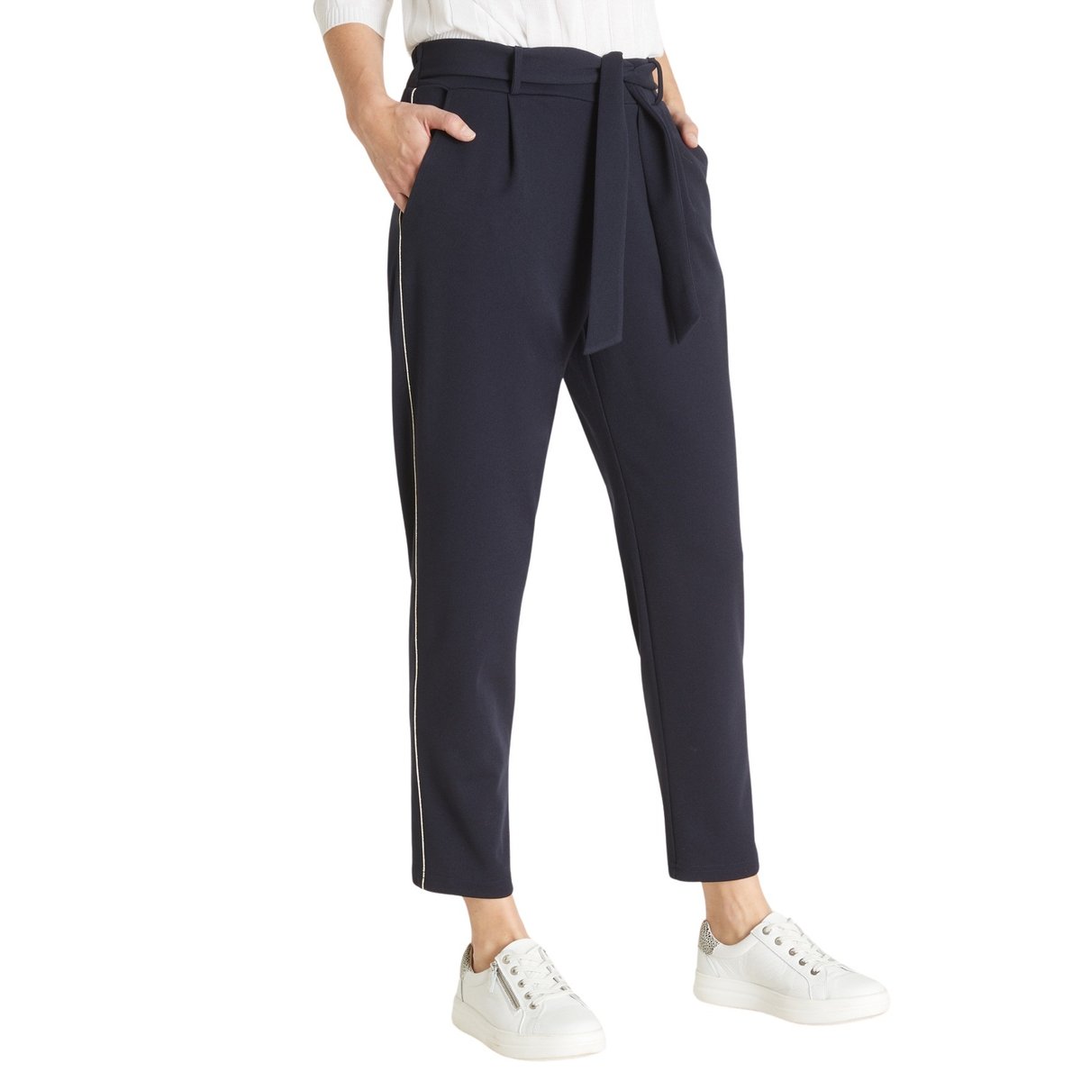 Pantalon raccourci élastiqué dos blanc, DAXON