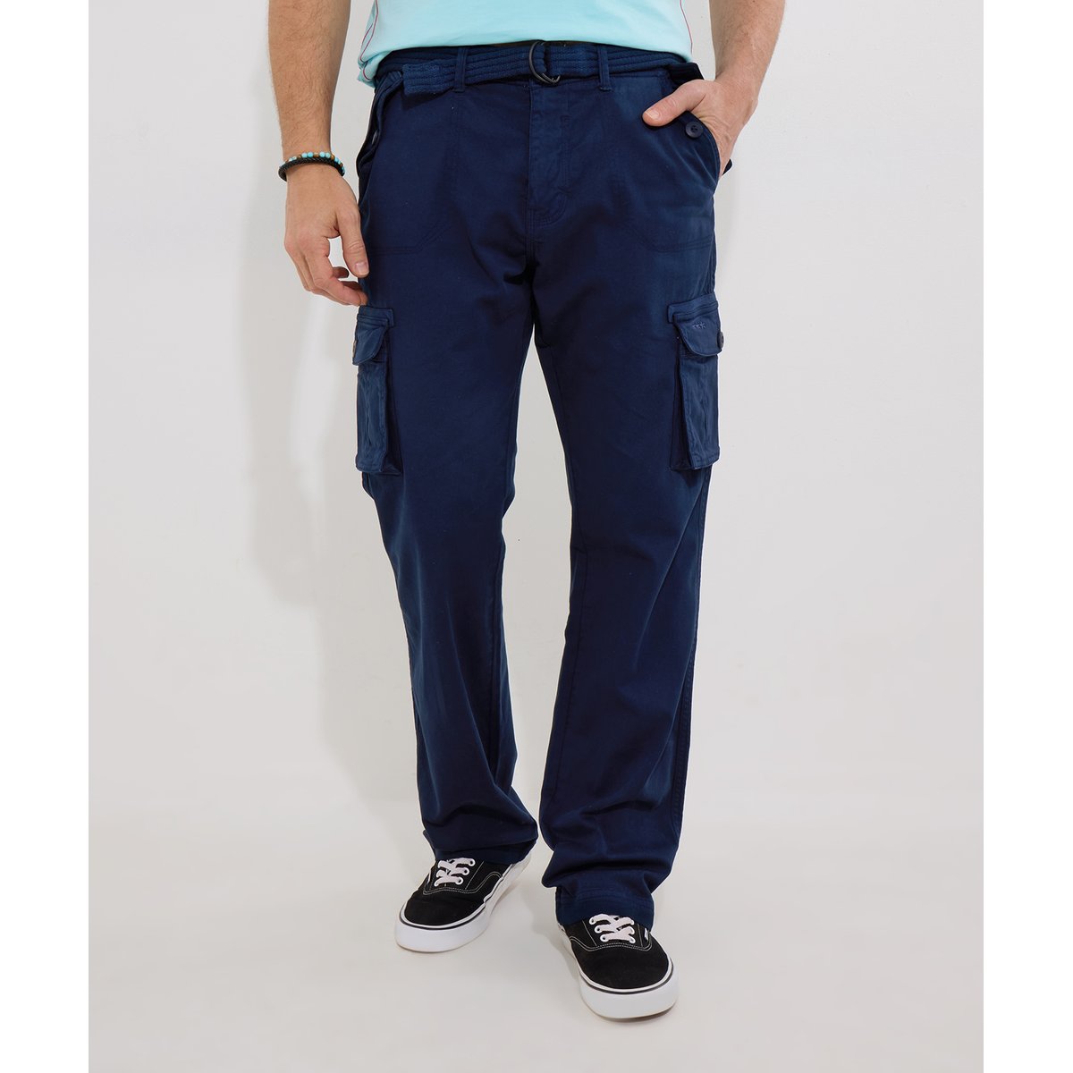 Pantalon Cargo Décontracté Avec Ceinture marine, JOE BROWNS