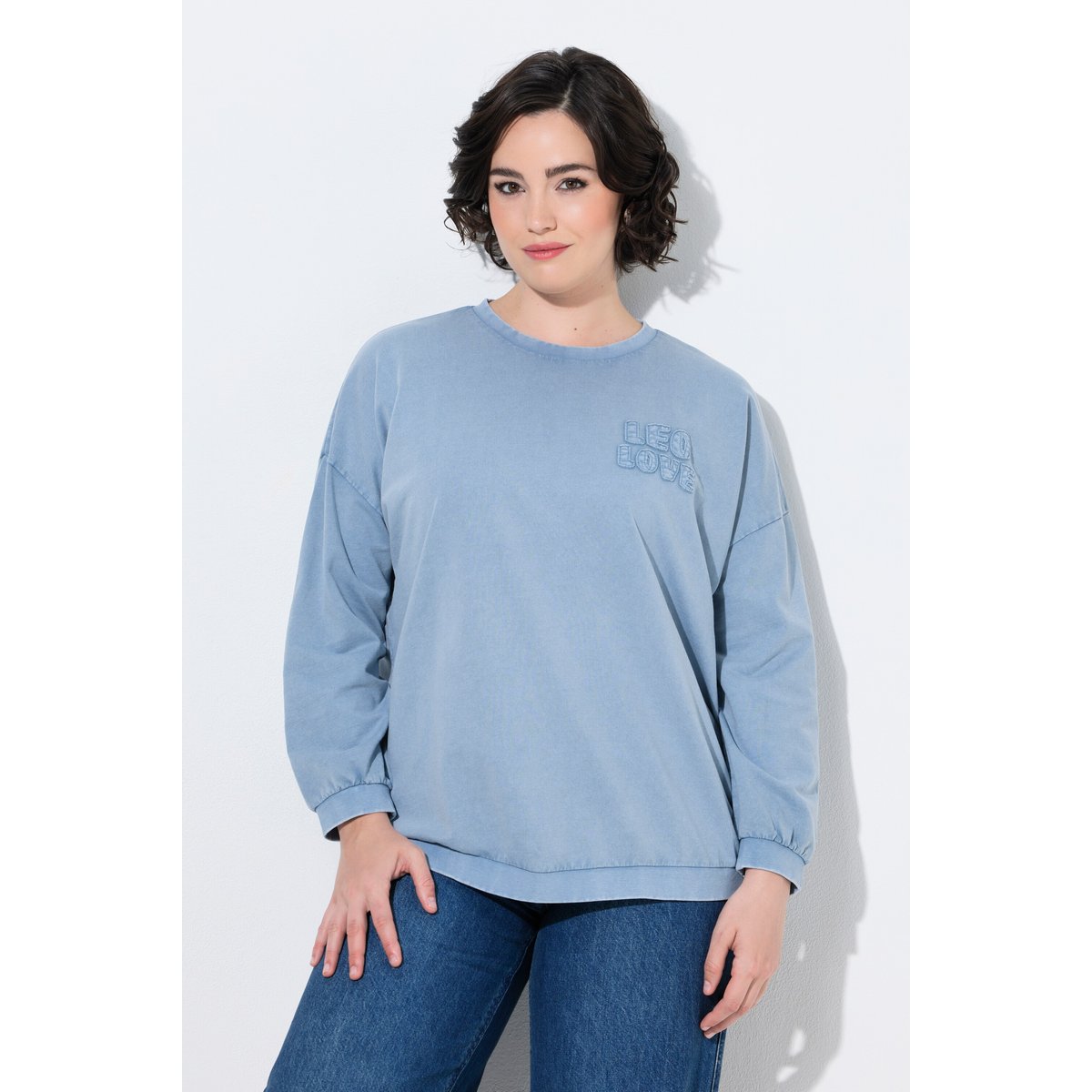 Sweat-shirt message Leo Love, coupe oversize bleu, ULLA POPKEN