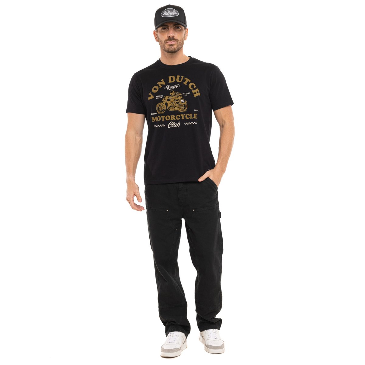 T-shirt en coton CITY noir/marron clair/beige, VON DUTCH