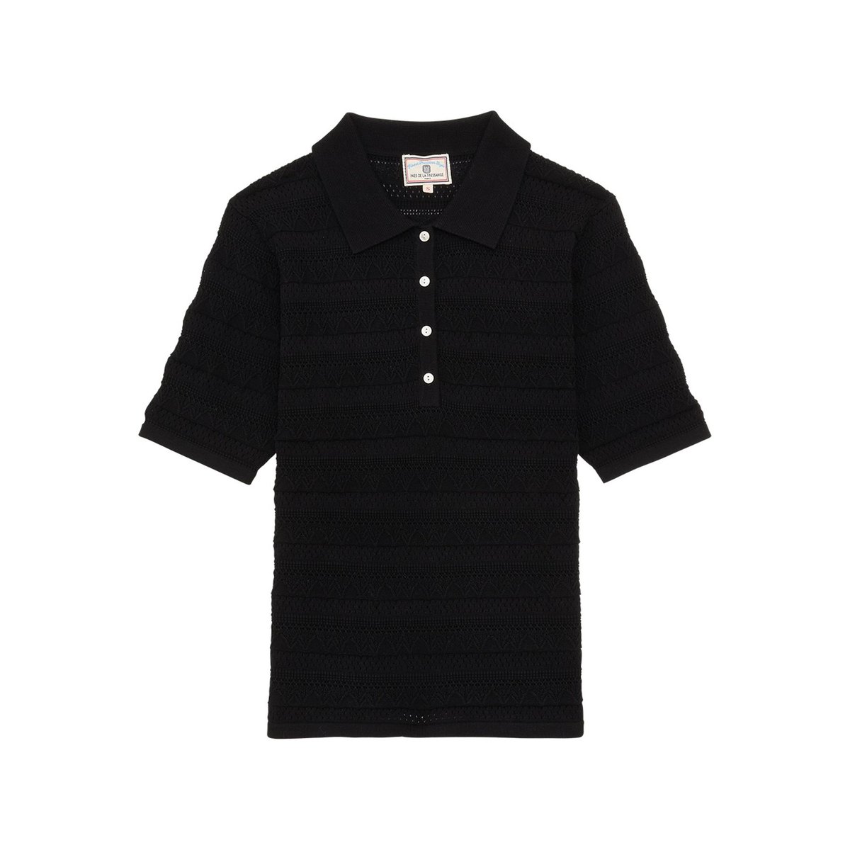 Polo Florence en coton noir, INES DE LA FRESSANGE PARIS