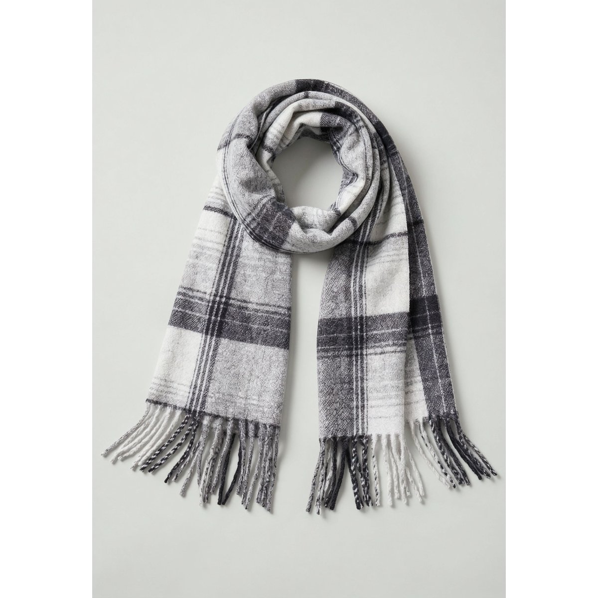 Écharpe homme à carreaux avec franges SANKO grey, DEELUXE