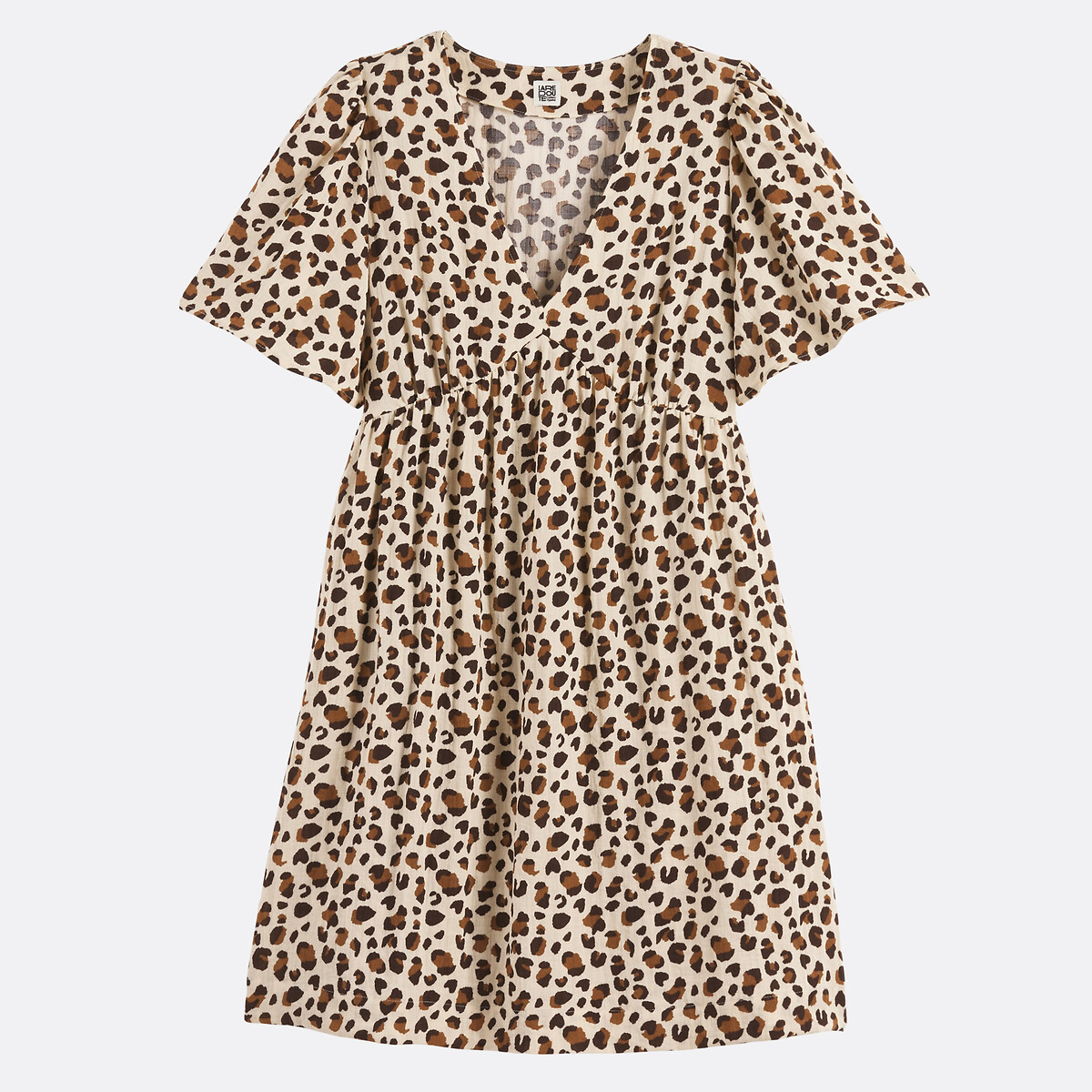 Leopard Print V-Neck Short Sleeve Mini Dress leopard print, LA REDOUTE COLLECTIONS