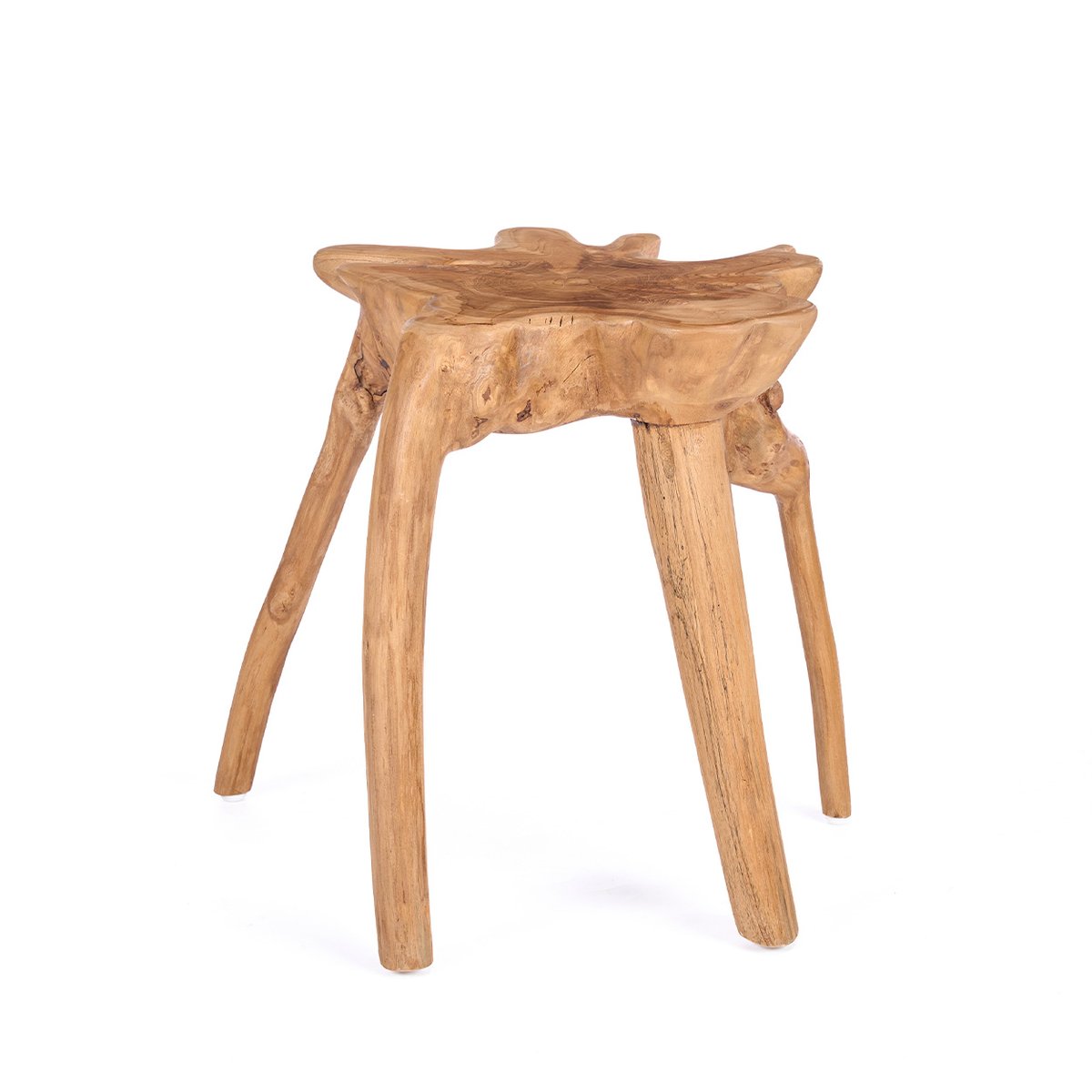Table d’appoint en bois de teck ROOTY beige, BAZAR BIZAR