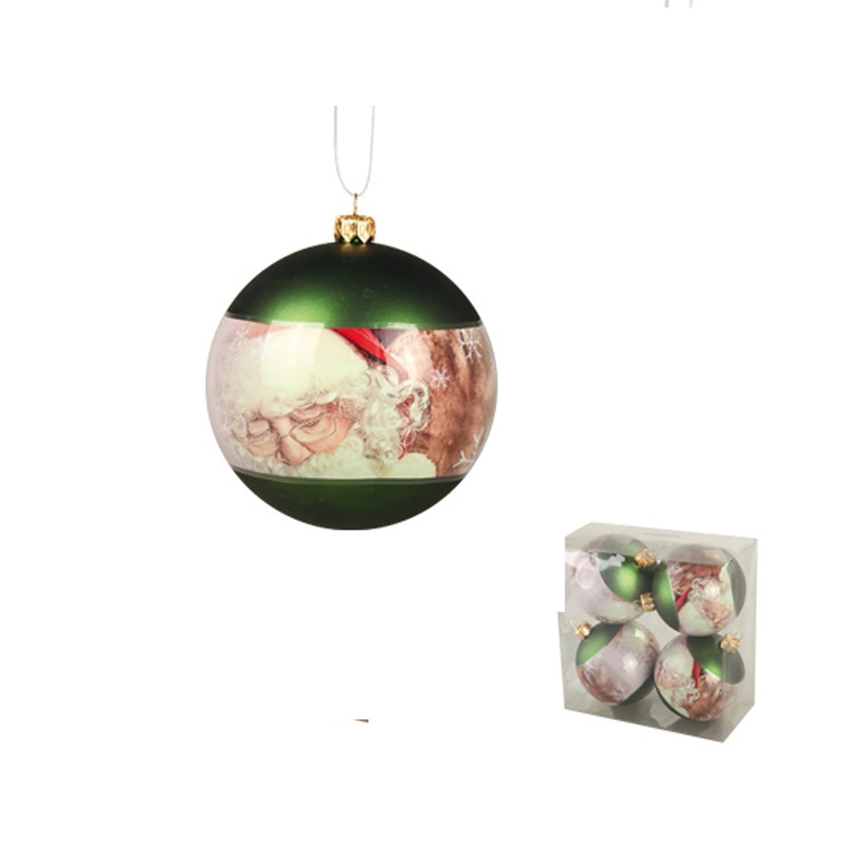Lot de 4 boules de Noël Père Noël – Or rouge, EDEN