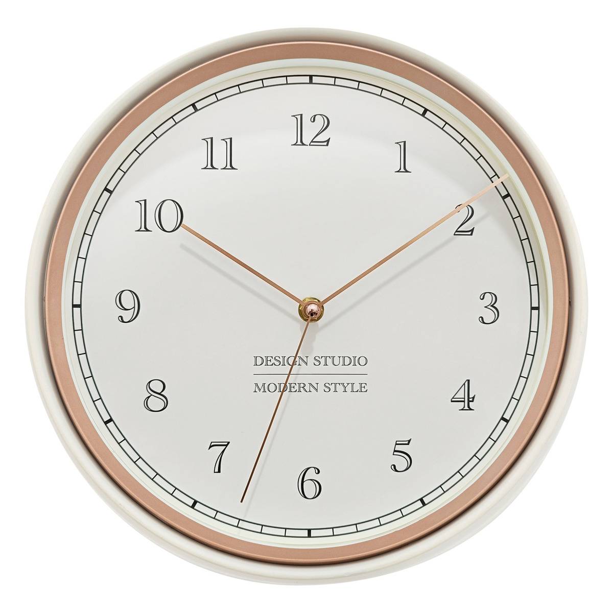 Horloge murale petite taille aiguilles laiton SVEN beige, ATMOSPHERA