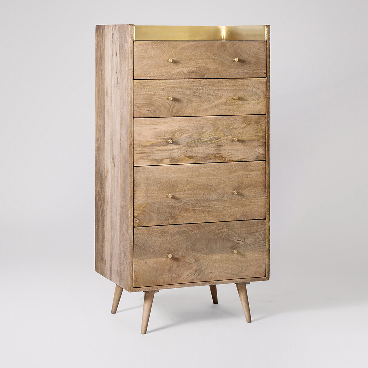 Fresco Mango Wood 5 Drawer Chest Of Drawers light wood, SWOON