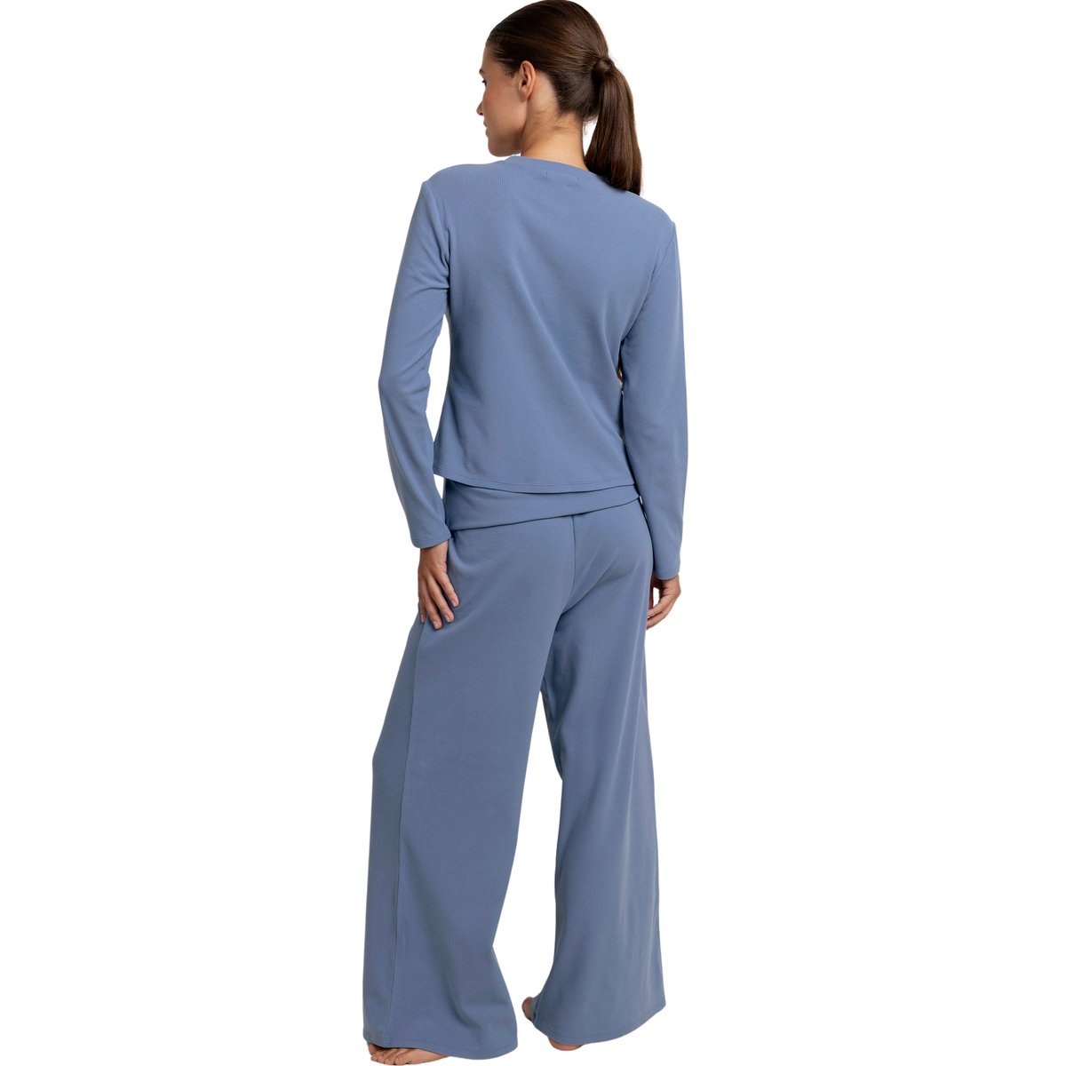 Pyjama pantalon top manches longues Yoga Girl bleu, ADMAS